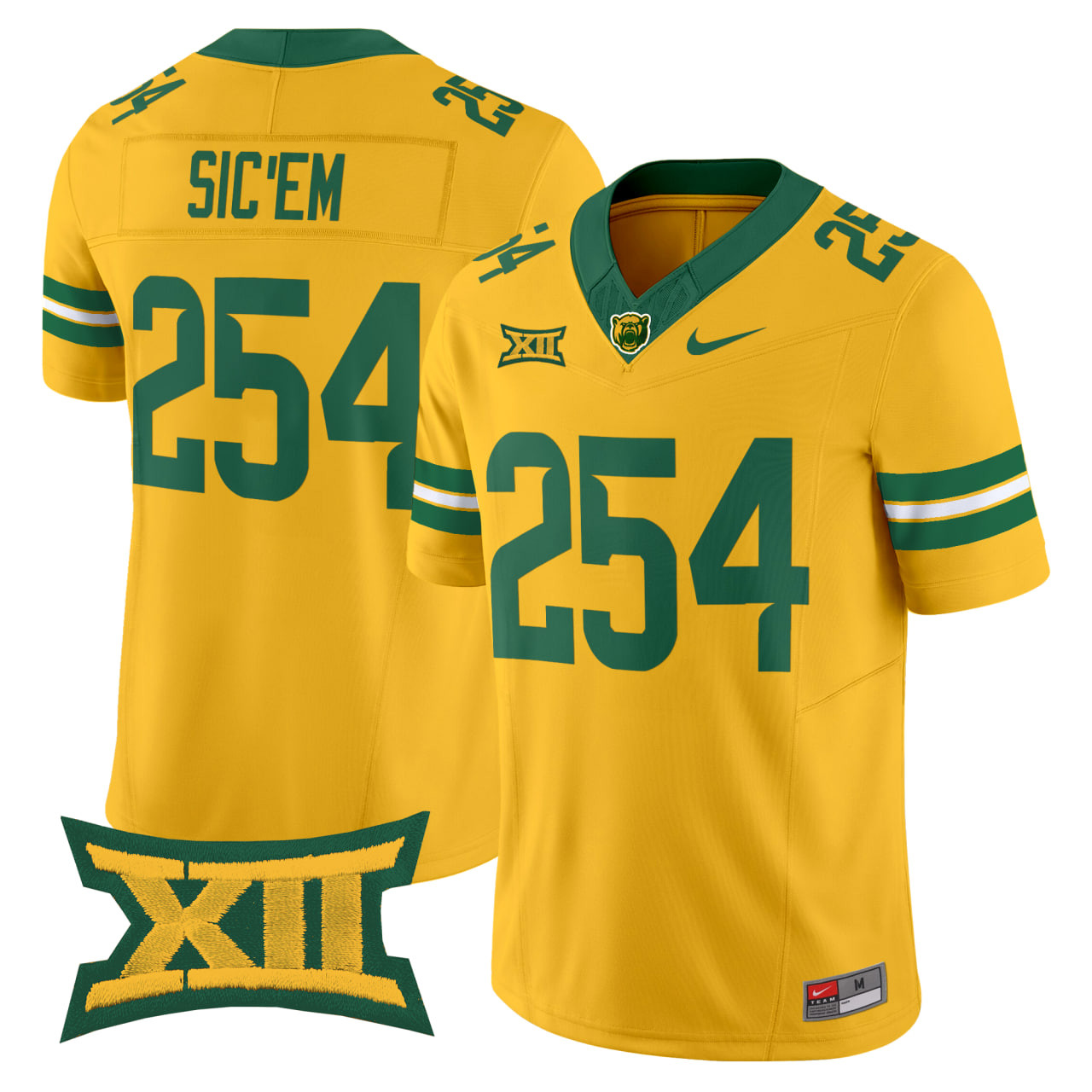 SicEm 254 Men's Baylor Bears 2025 Vapor Limited Gold Jersey - All Stitched