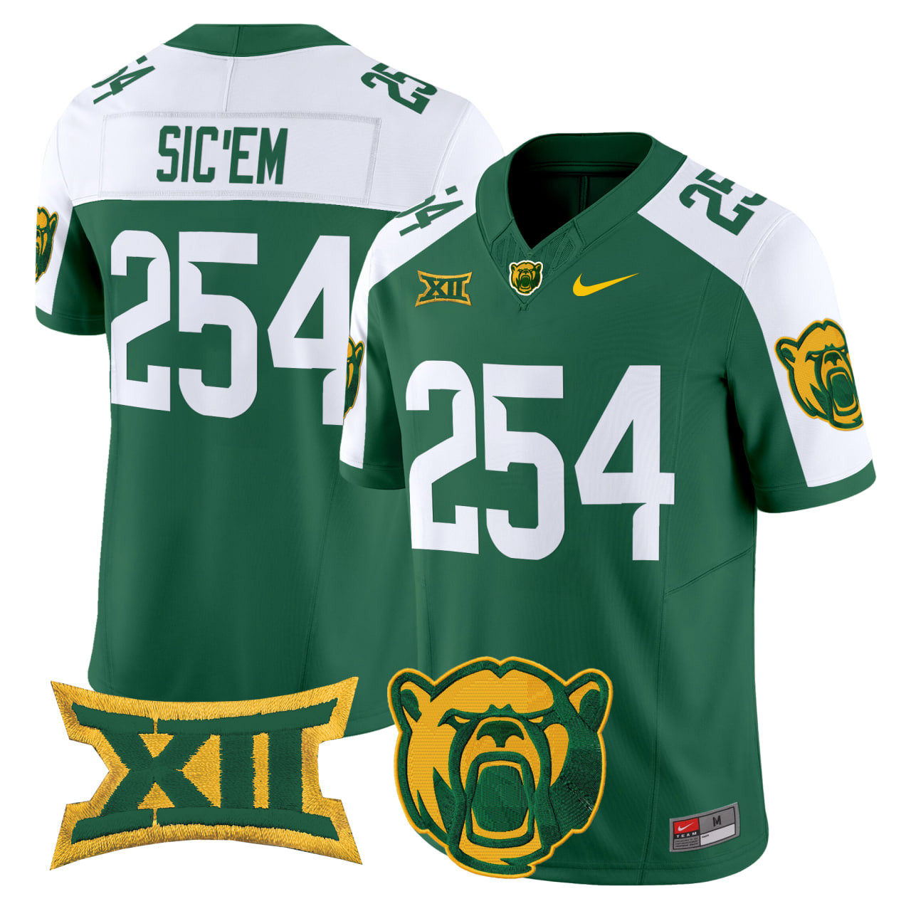 SicEm 254 Men's Baylor Bears 2025 Vapor Limited Green Alternate Jersey - All Stitched