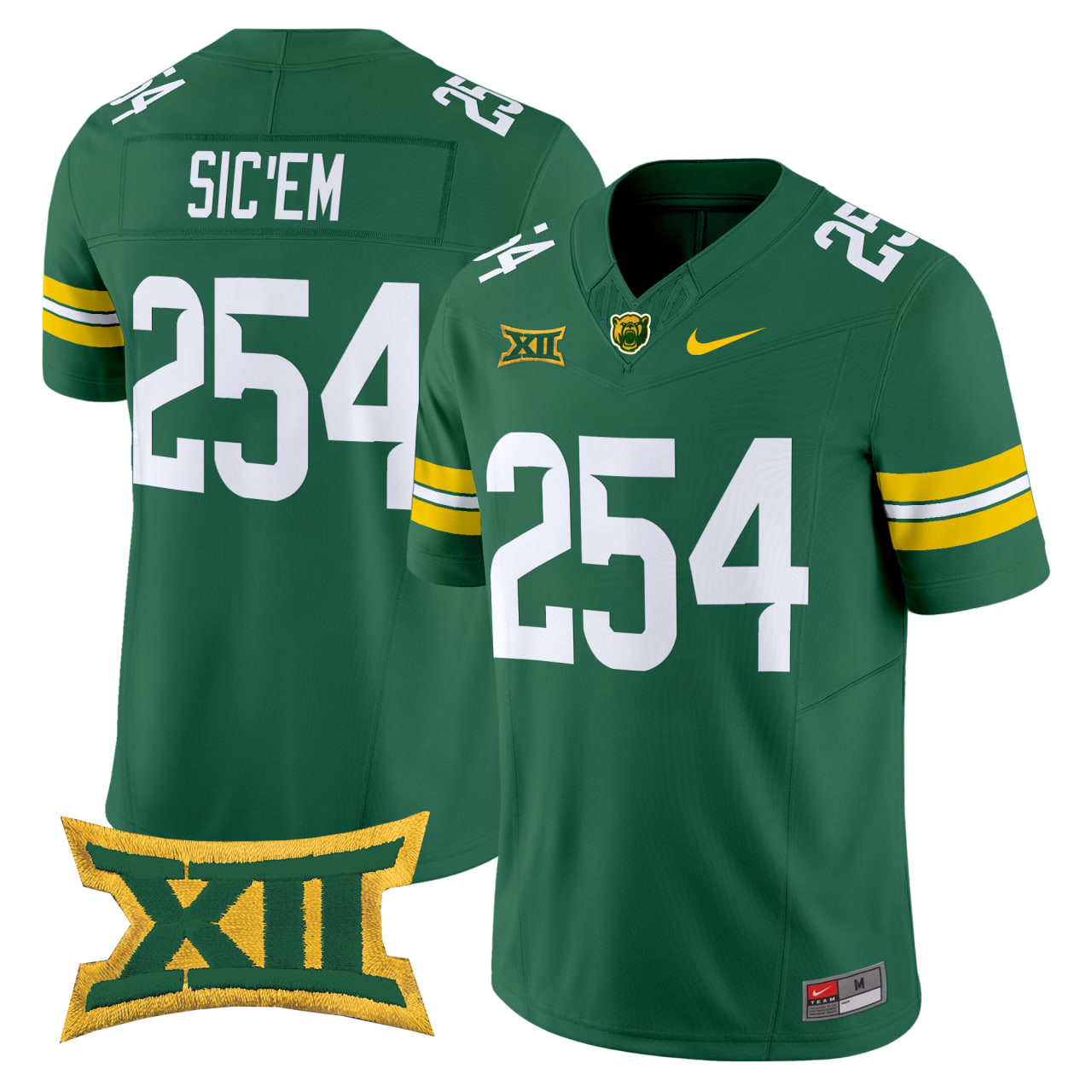 SicEm 254 Men's Baylor Bears 2025 Vapor Limited Green Jersey - All Stitched