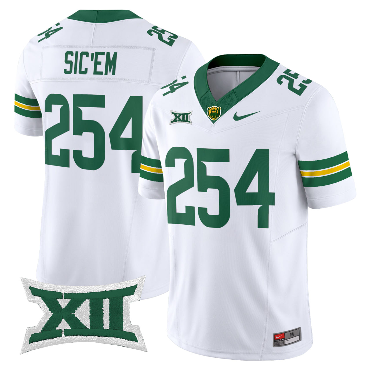 SicEm 254 Men's Baylor Bears 2025 Vapor Limited White Jersey - All Stitched