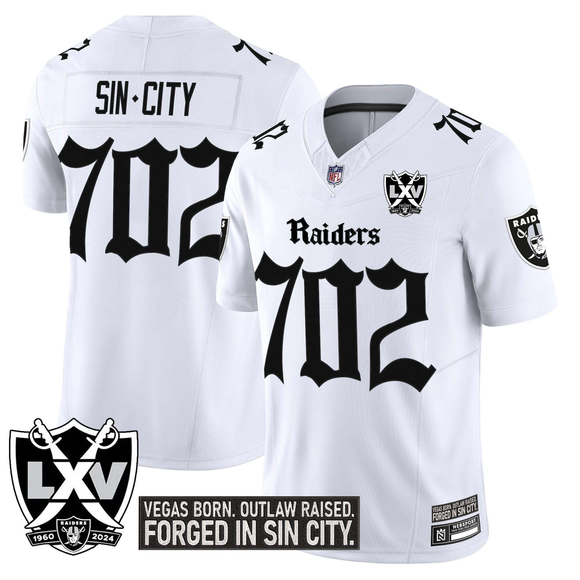 SinCity702 Men's Las Vegas Raiders Gothic Sin City Shadows Edition Vapor Limited White Jersey - All Stitched