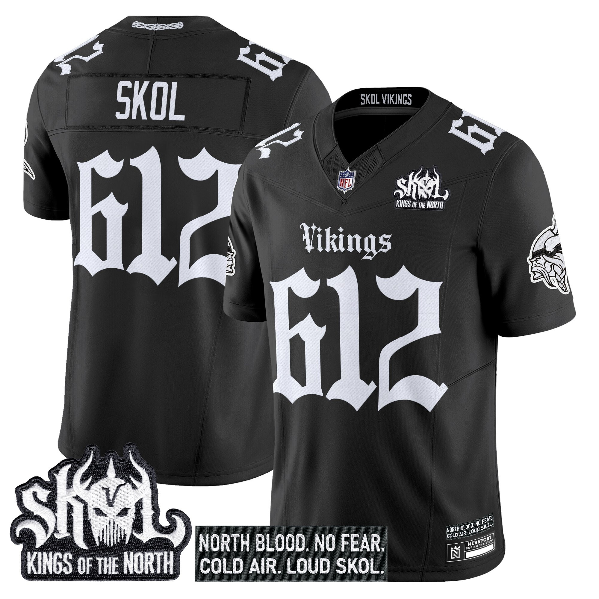 Skol 612 Men's Minnesota Vikings Gothic Norseblood Edition Vapor Limited Black Jersey - All Stitched