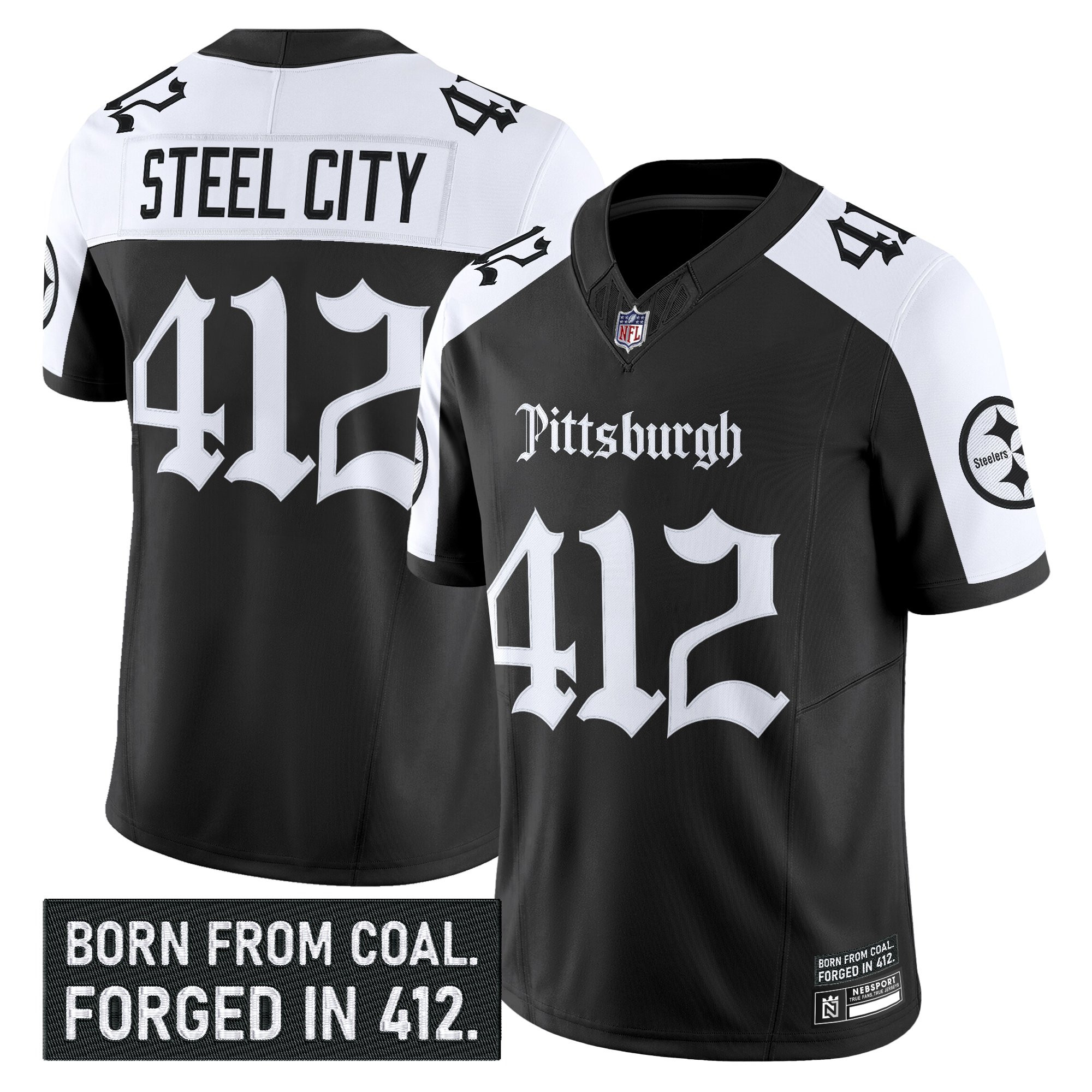 Steel City 412 Men's Pittsburgh Steelers Gothic Steel City Edition Vapor Limited Alternate Jersey - All Stitched
