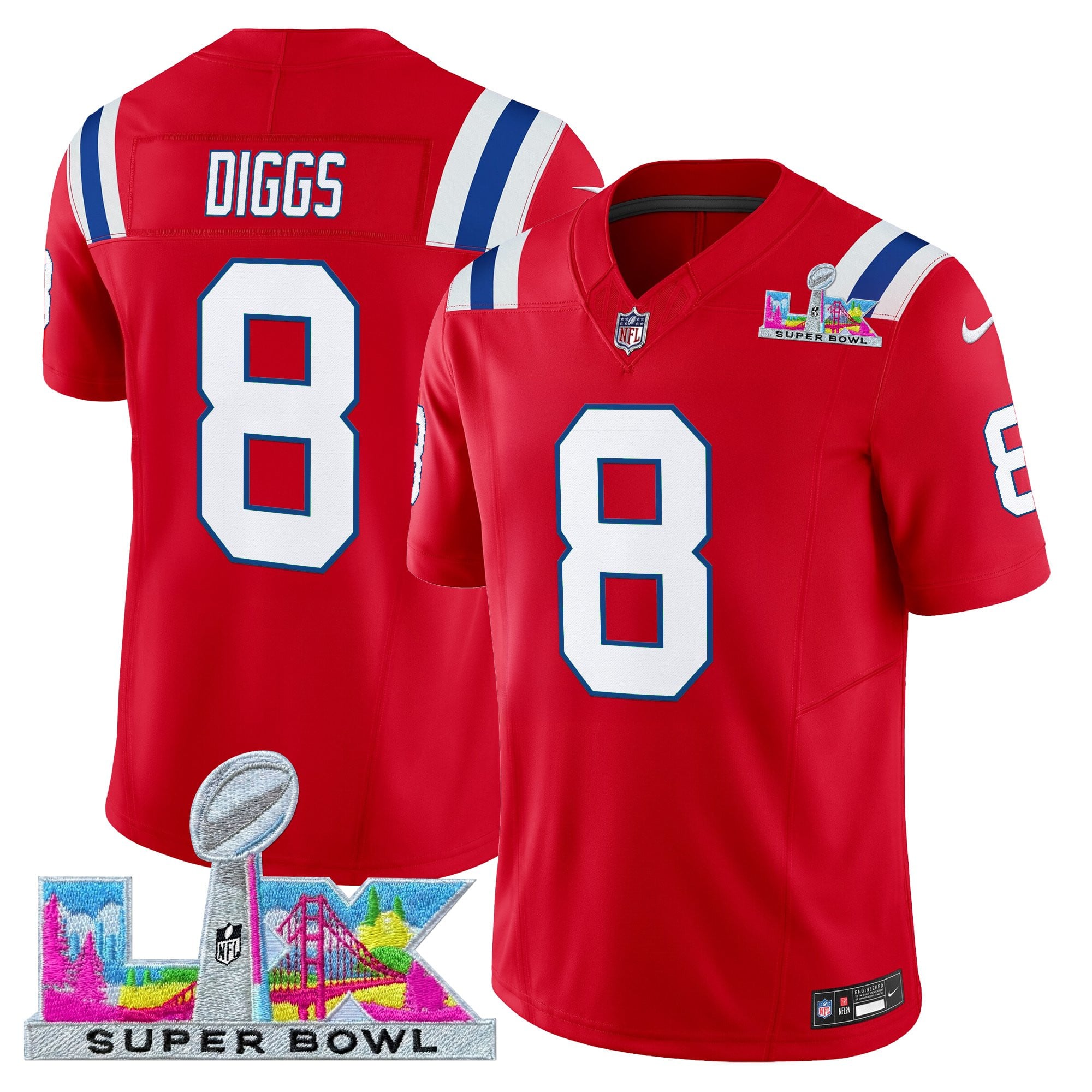 Stefon Diggs Men's New England Patriots Super Bowl LX Vapor Limited Red Jersey - All Stitched