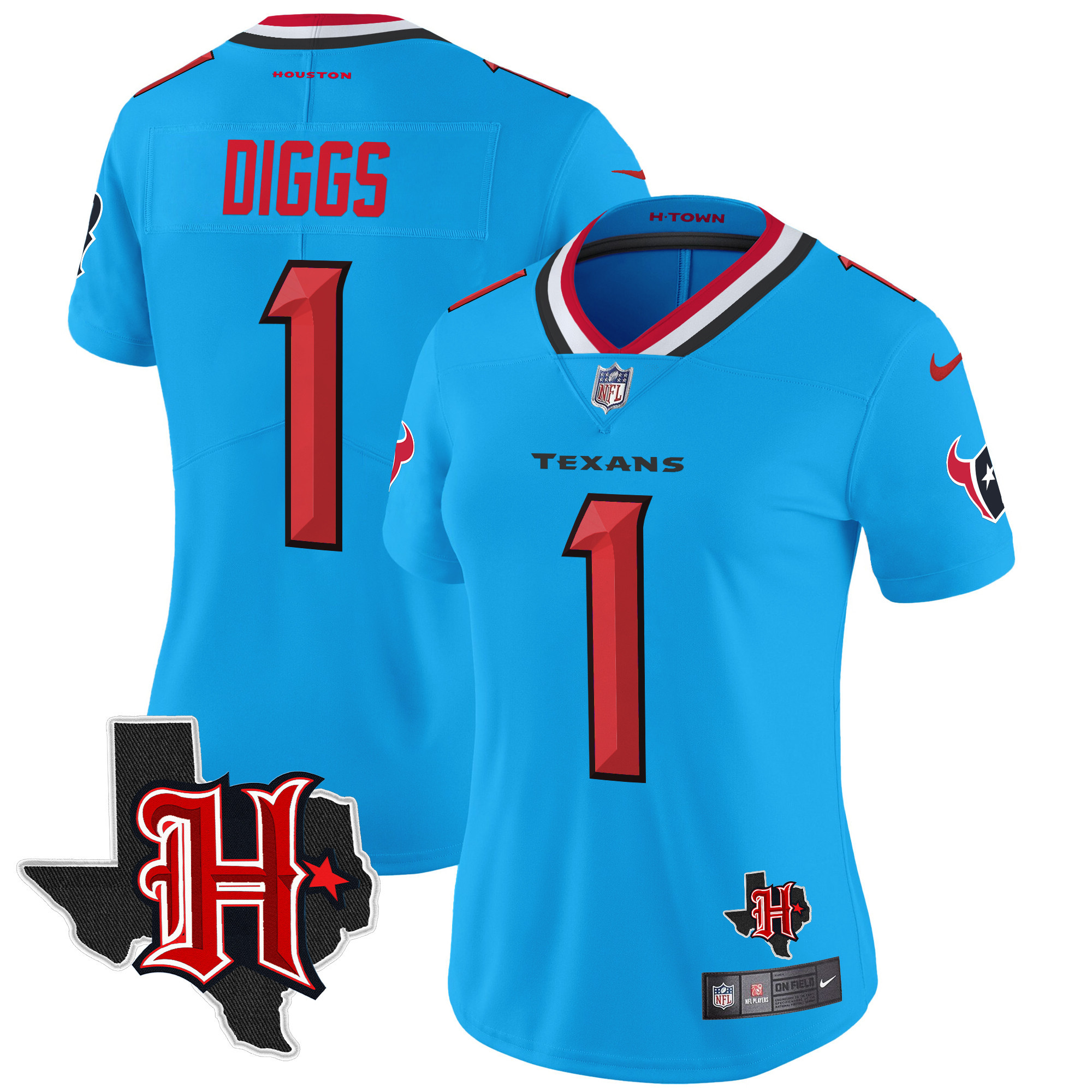 Stefon Diggs Women's Houston Texans 2024 Texas Patch Vapor Limited Blue Jersey V5 - All Stitched