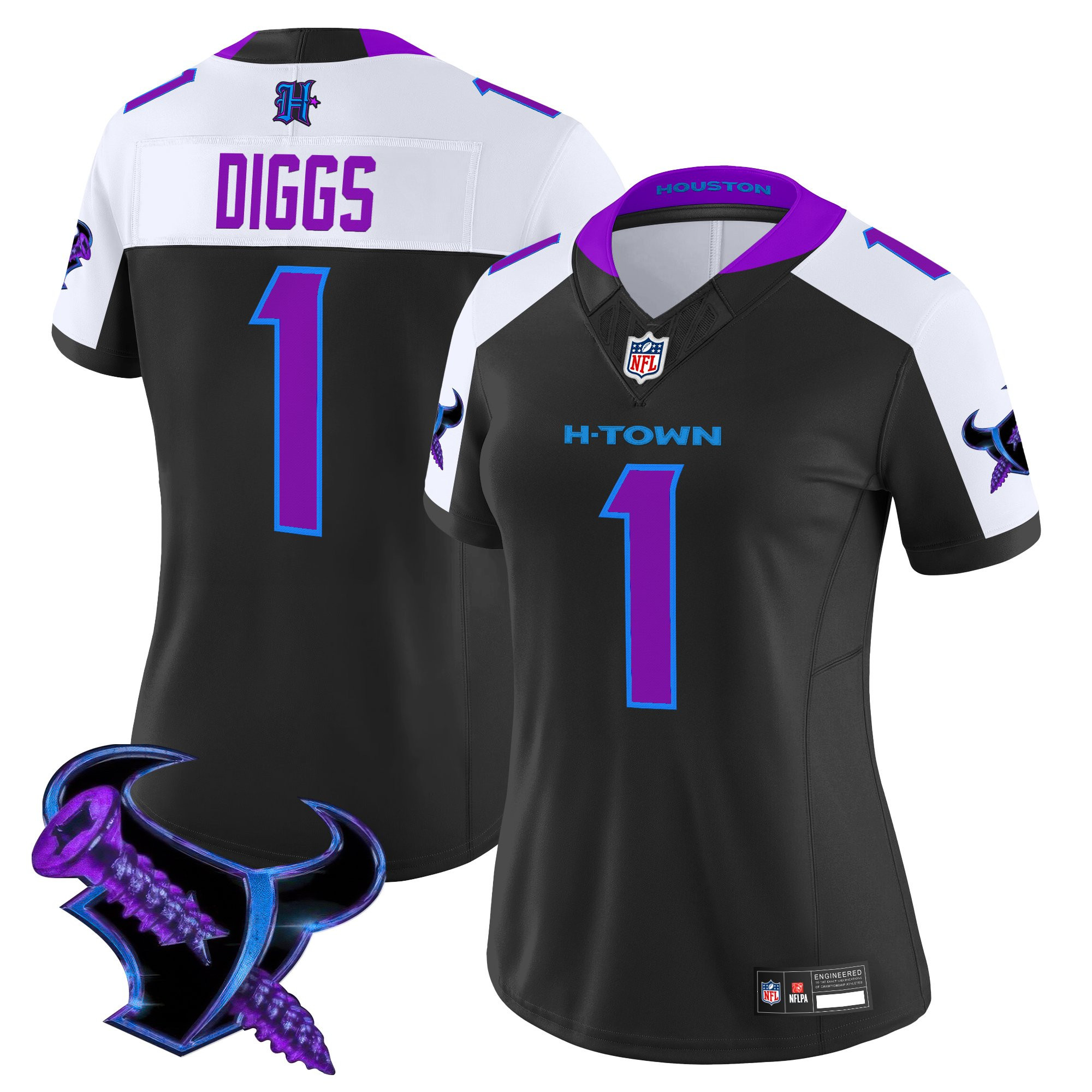 Stefon Diggs Women's Houston Texans 2025 DJ Screw Vapor Limited Black Alternate Jersey - All Stitched