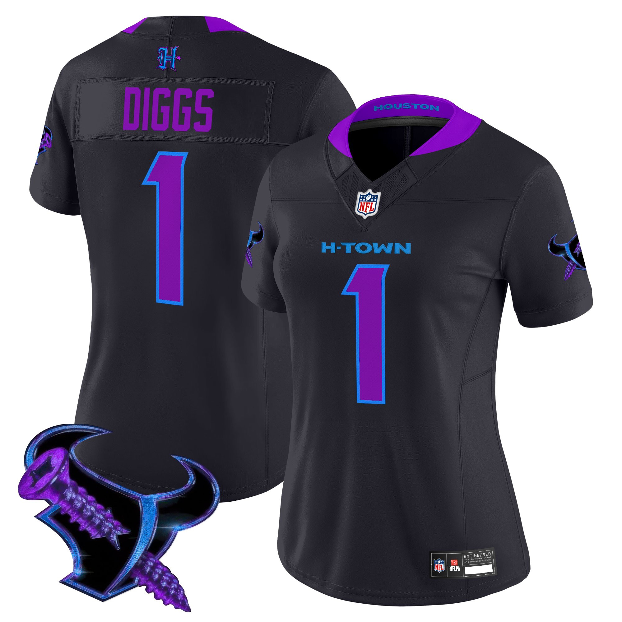 Stefon Diggs Women's Houston Texans 2025 DJ Screw Vapor Limited Navy Jersey - All Stitched