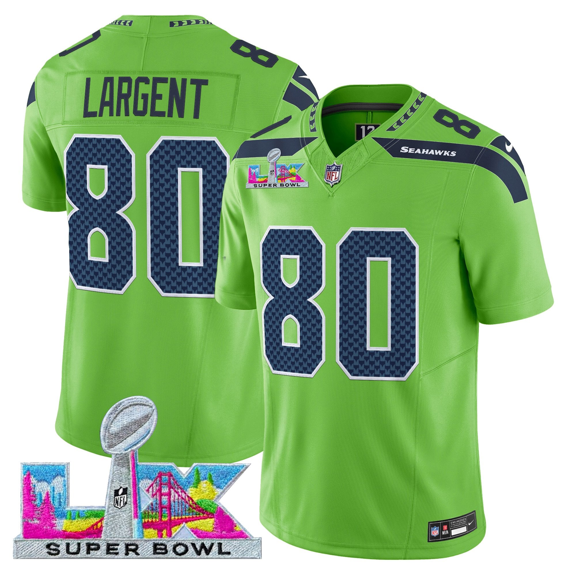 Steve Largent Men's Seattle Seahawks Super Bowl LX Vapor Limited Green Jersey - All Stitched