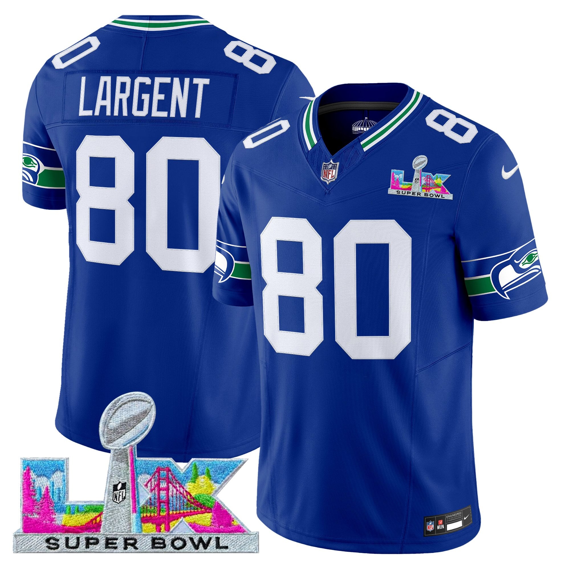 Steve Largent Men's Seattle Seahawks Super Bowl LX Vapor Limited Royal Jersey - All Stitched