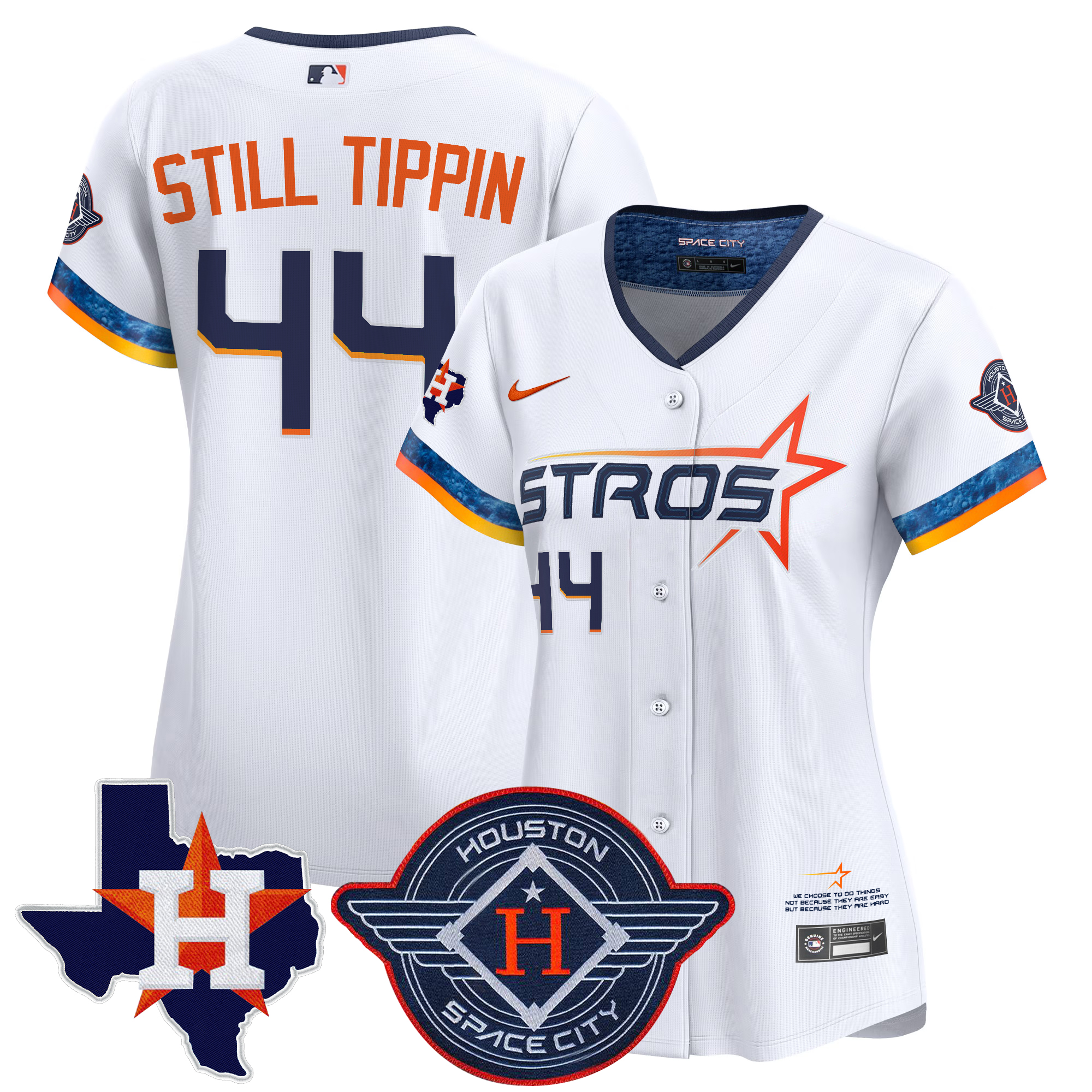 Still Tippin 713 Women's Houston Astros 2025 City Connect Texas Patch Vapor Premier Limited White Jersey - All Stitched