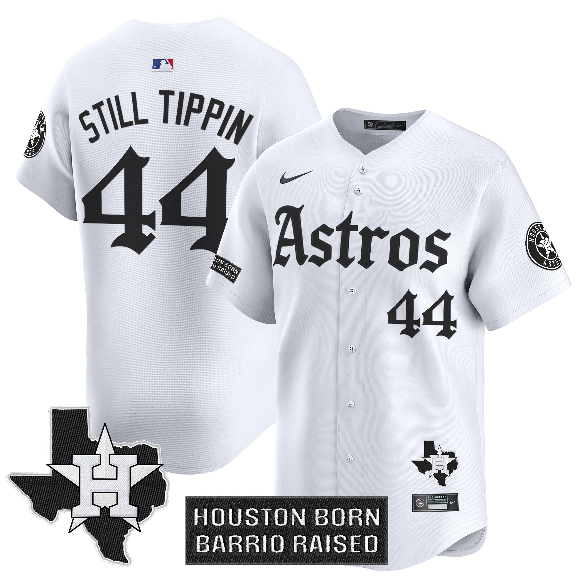 Still Tippin Men's Houston Astros 'Gothic Edition Vapor Premier Limited White Jersey - All Stitched