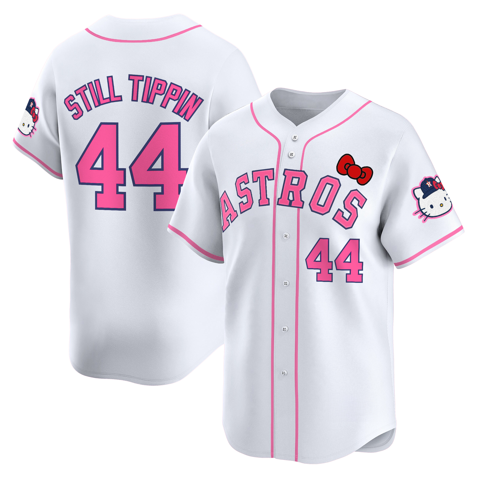 Still Tippin Men's Houston Astros Hello Kitty Vapor Premier Limited White Jersey V2 - All Stitched