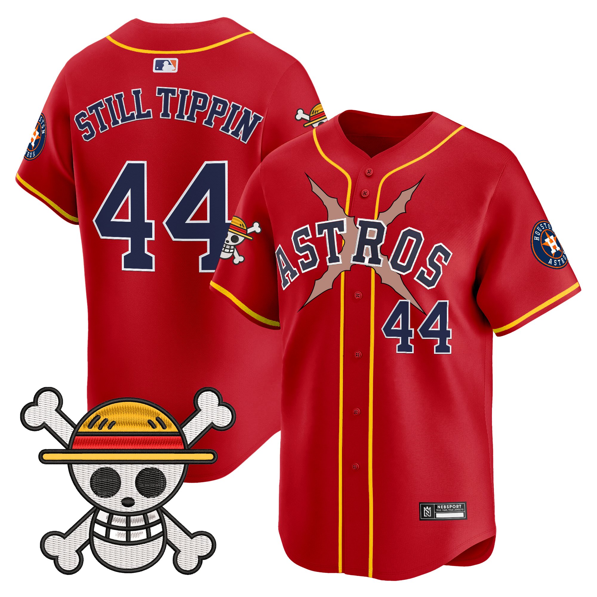 Still Tippin Men's Houston Astros x One Piece 2025 Vapor Premier Limited Red Jersey - All Stitched