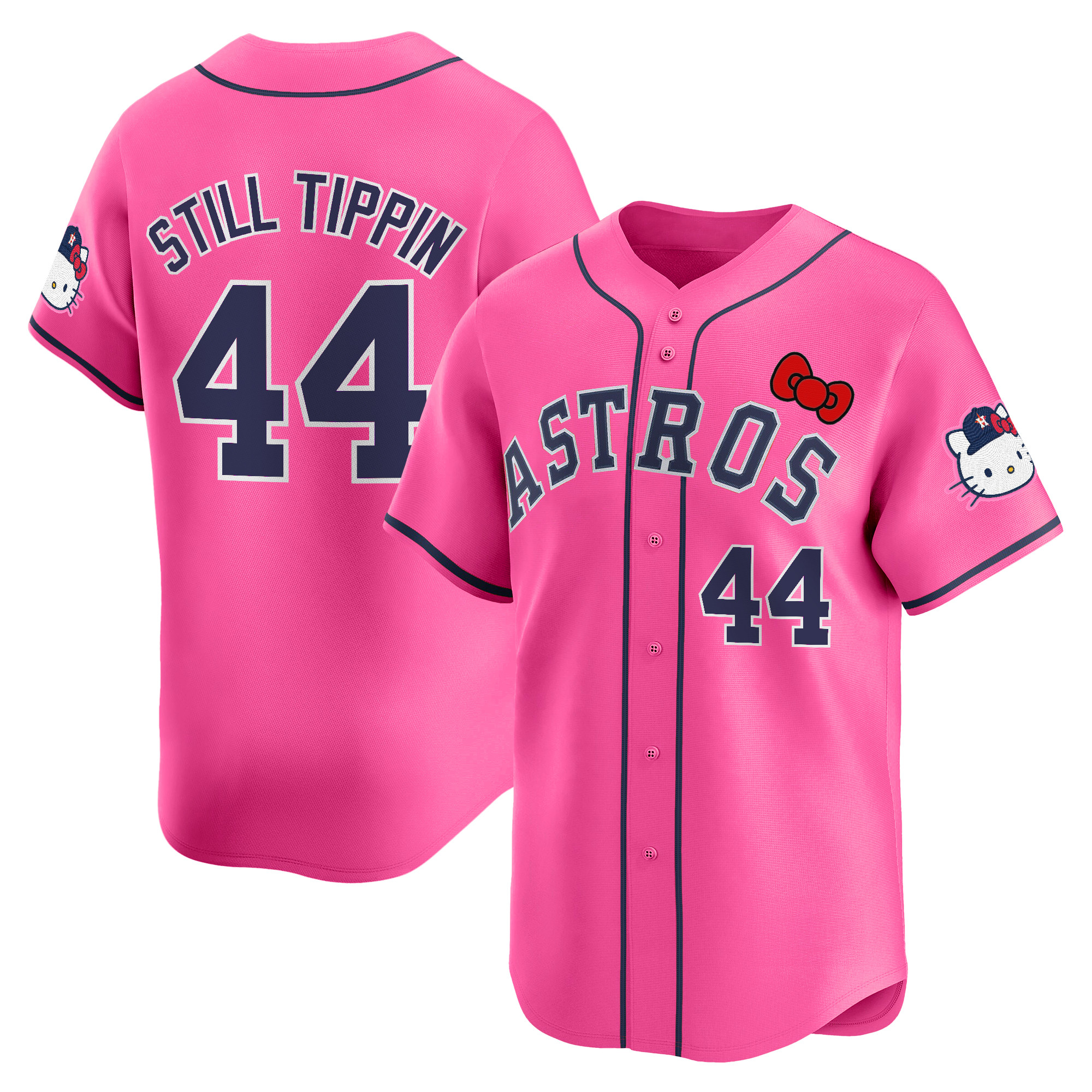 Still Tippin Youth's Houston Astros Hello Kitty Vapor Premier Limited Pink Jersey V2 - All Stitched
