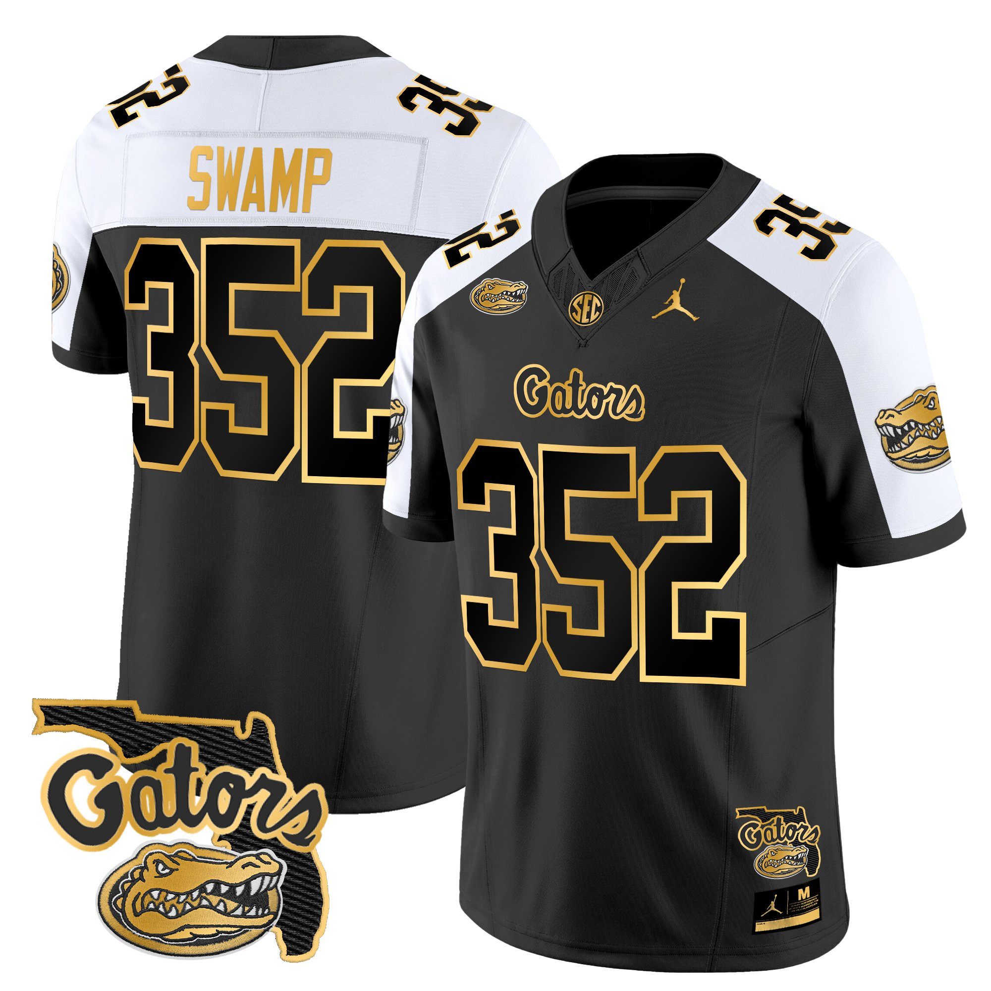 Swamp 352 Men's Florida Gators 2025 Florida Patch Gold Vapor Limited Alternate Jersey - All Stitched