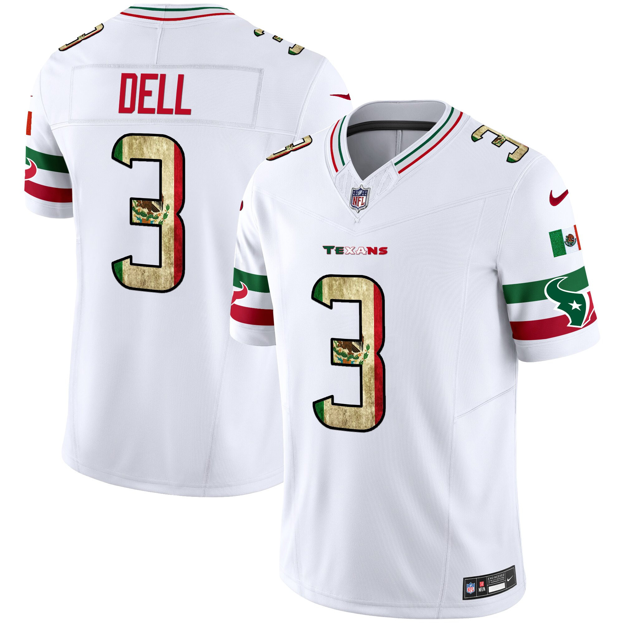 Tank Dell Men's Houston Texans 2025 Mexico Vapor Limited White Jersey - All Stitched