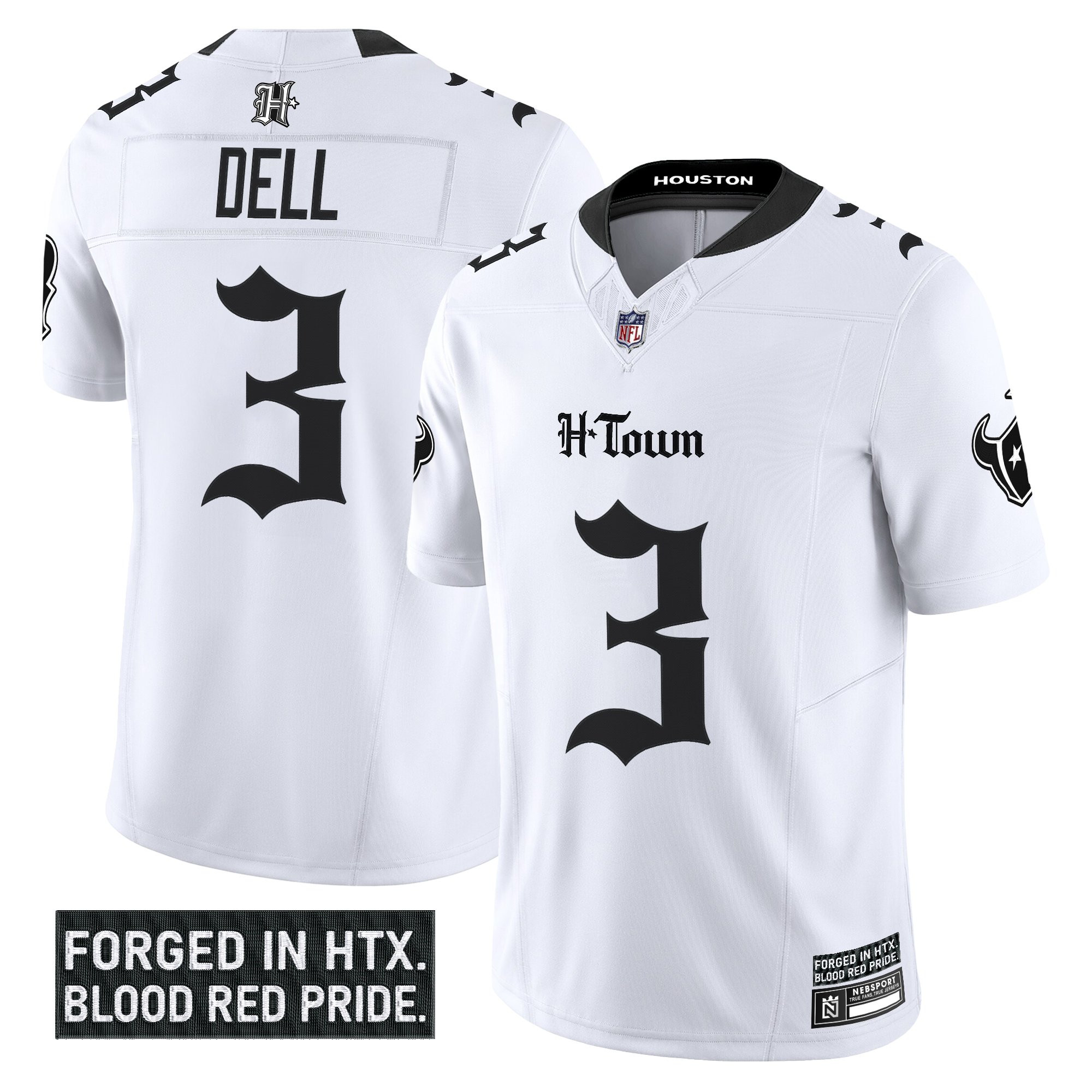 Tank Dell Men's Houston Texans Gothic Lone Star Shadows Edition Vapor Limited White Jersey - All Stitched