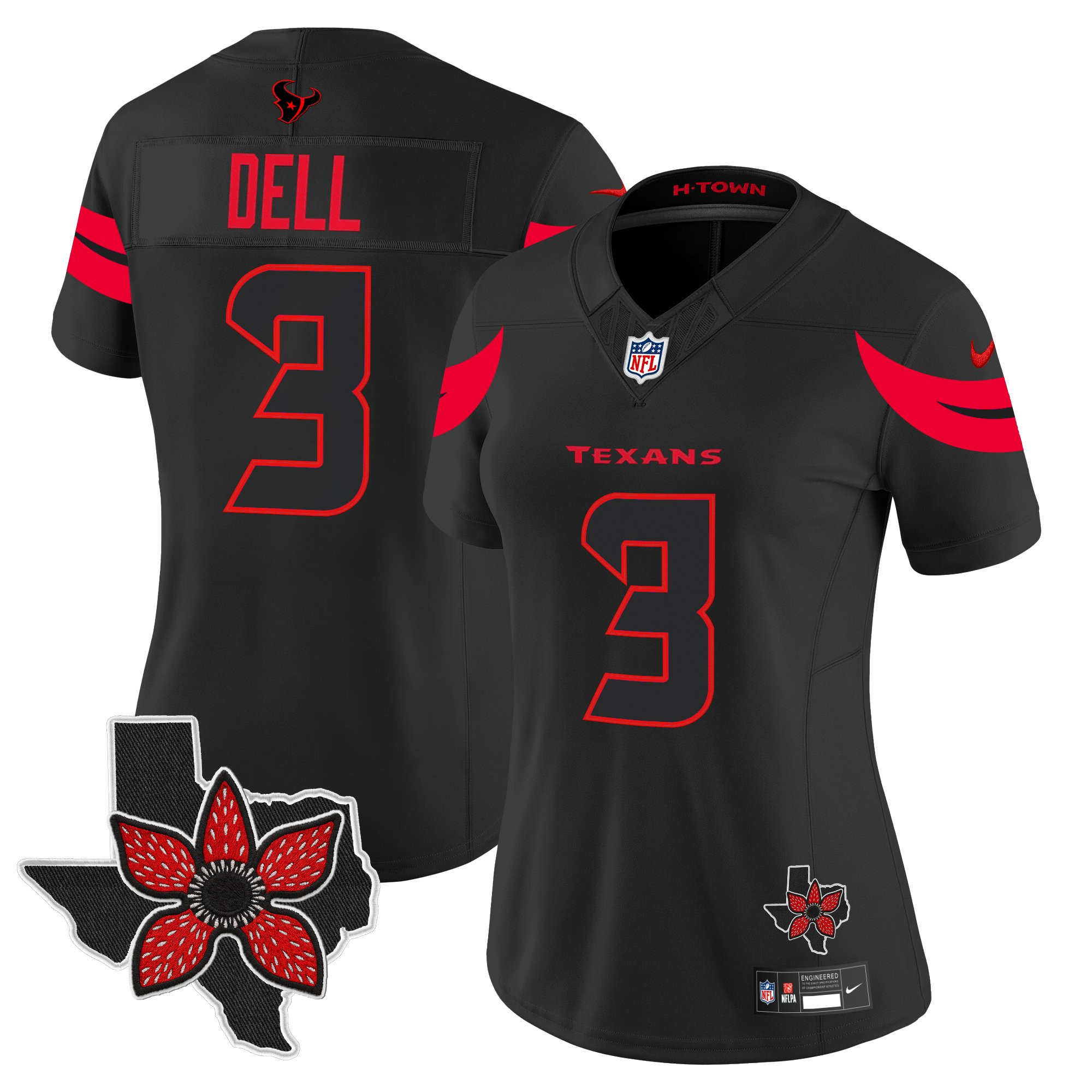 Tank Dell Women's Houston Texans Stranger Things Edition Vapor Limited Black Jersey - All Stitched