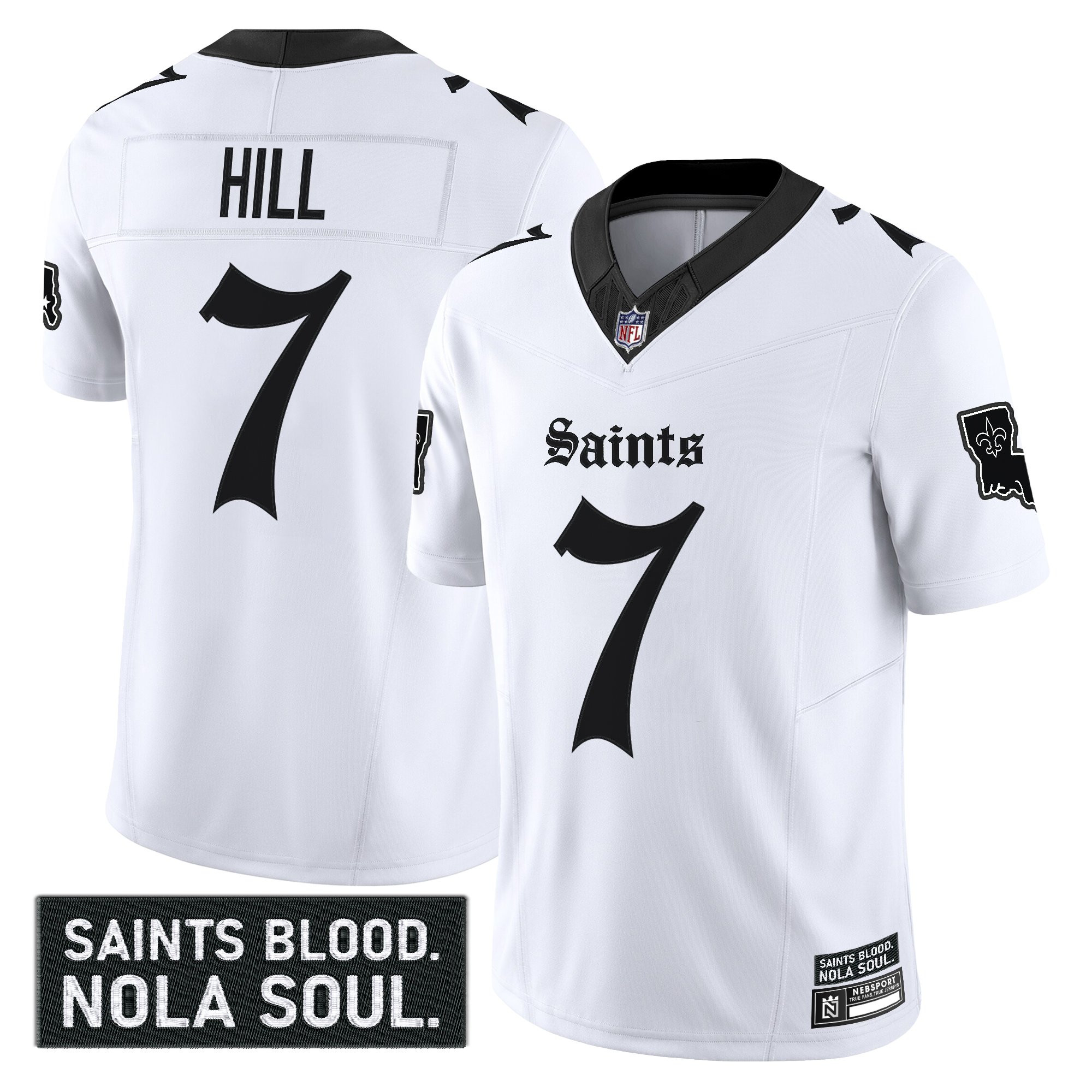 Taysom Hill Men's New Orleans Saints Gothic Vieux CarrÃƒÆ’Ã‚Â© Edition Vapor White Jersey - All Stitched