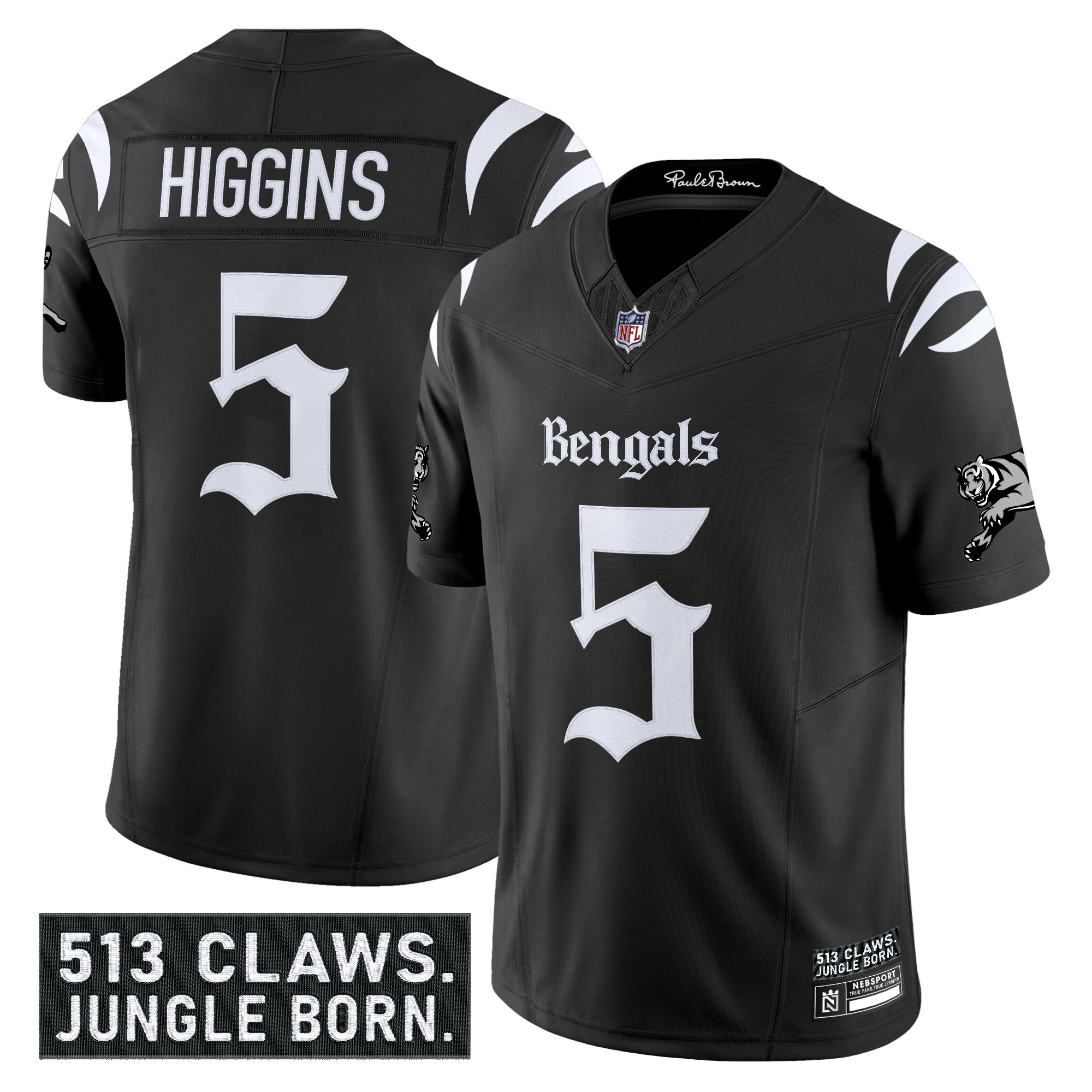 Tee Higgins Men's Cincinnati Bengals Gothic Jungle Shadows Edition Vapor Limited Black Jersey - All Stitched