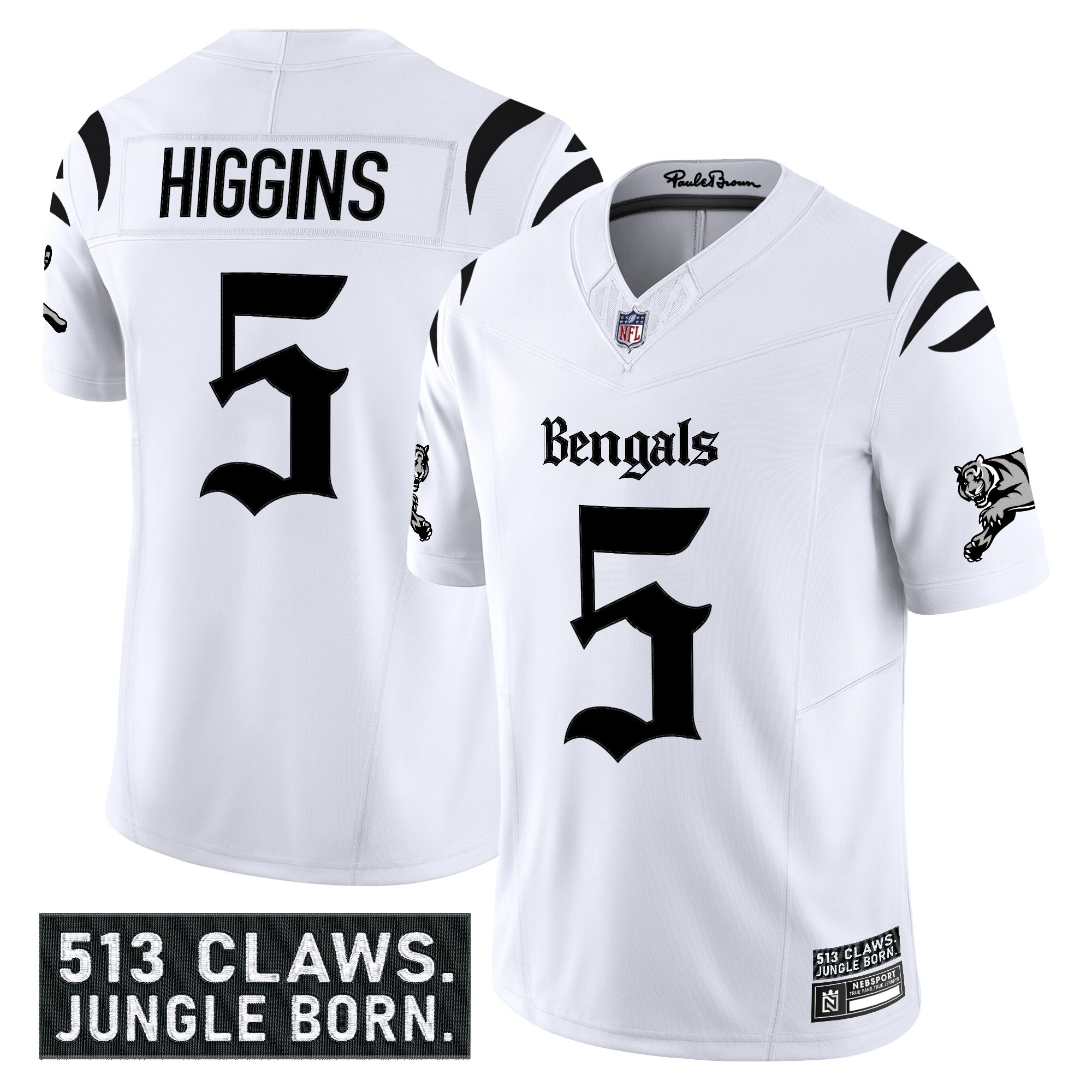 Tee Higgins Men's Cincinnati Bengals Gothic Jungle Shadows Edition Vapor Limited White Jersey - All Stitched