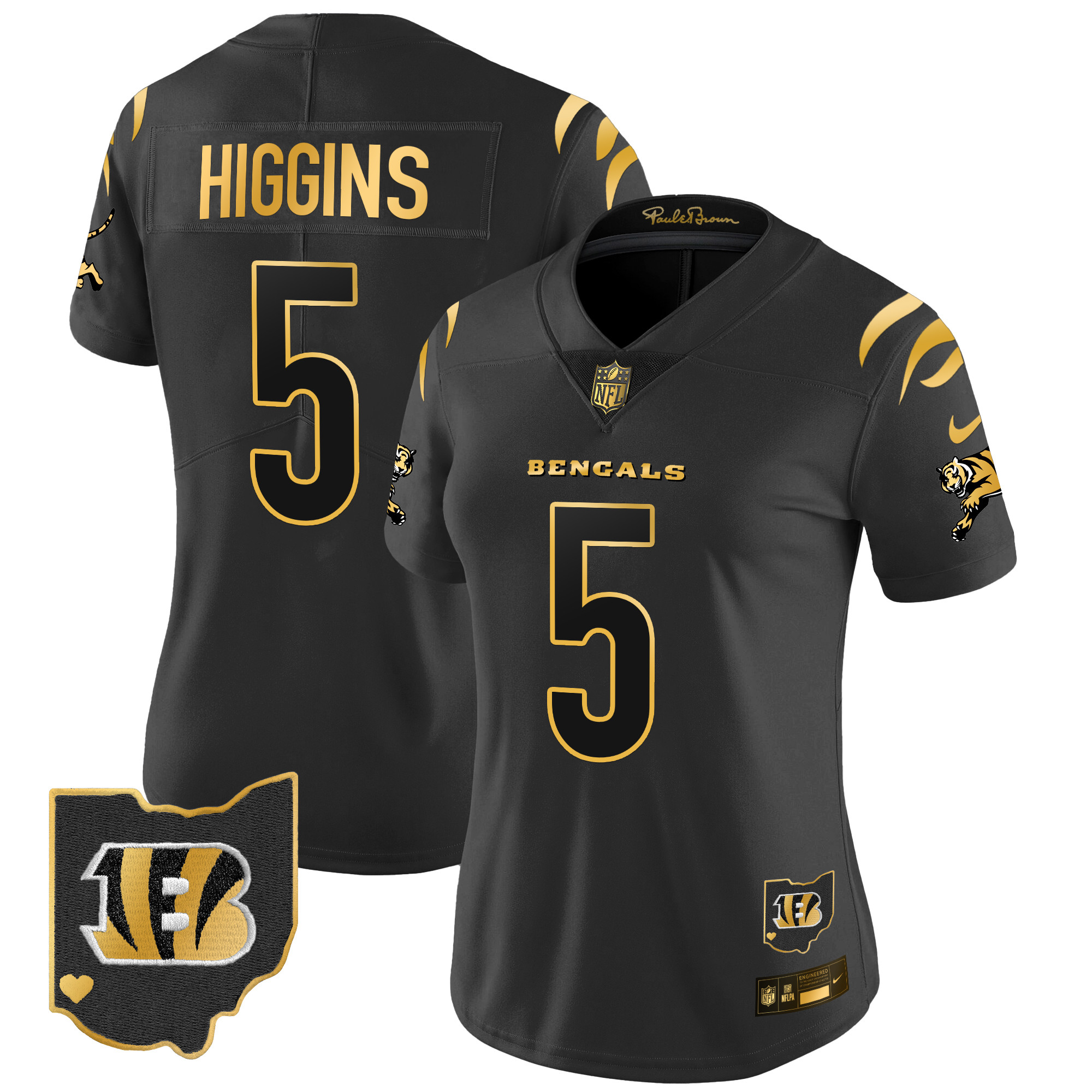 Tee Higgins Women's Cincinnati Bengals 2024 Gold Vapor Limited Black Gold Jersey - All Stitched