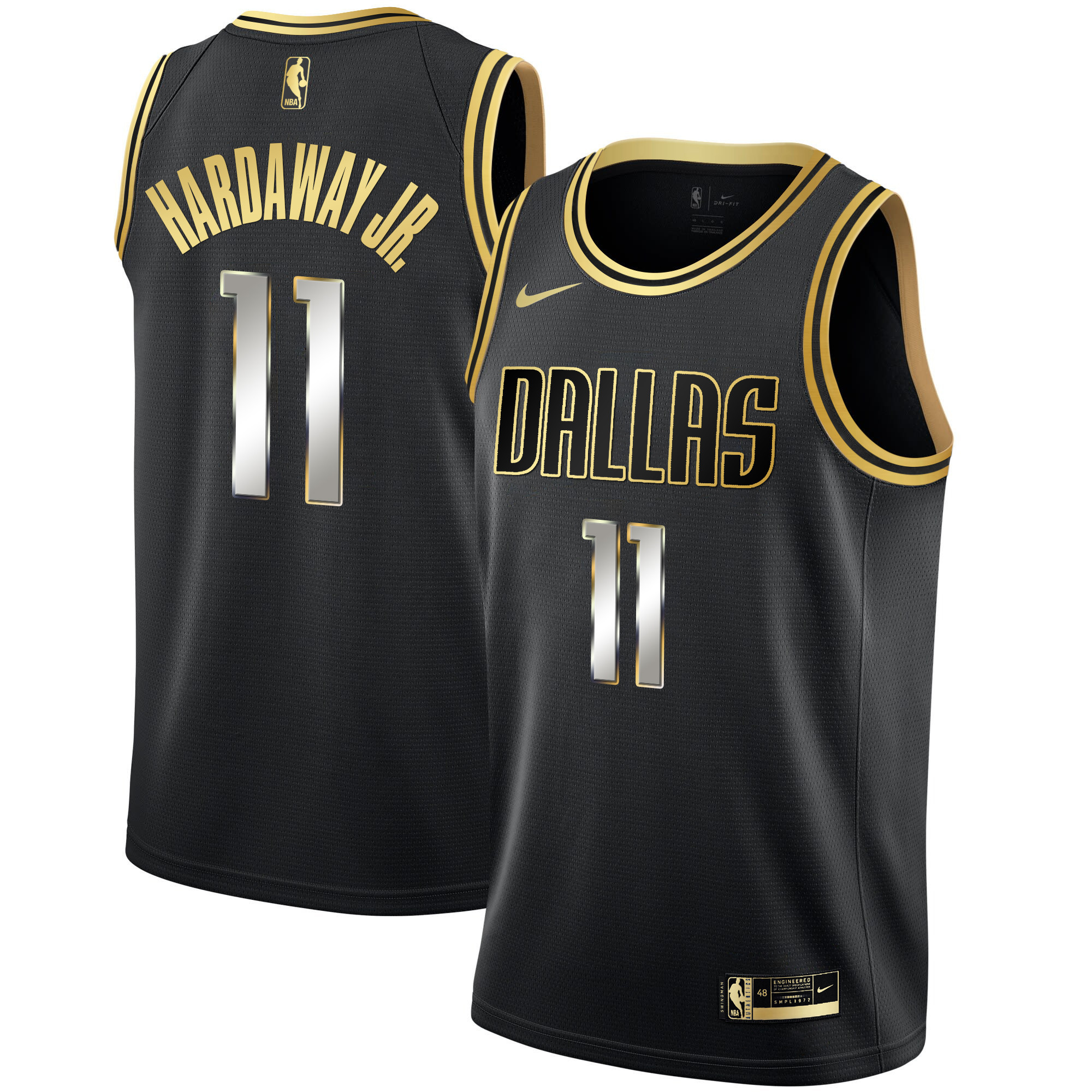 Tim Hardaway Jr. Men's Dallas Mavericks Black Limited & Black Gold Black Limited Jersey - All Stitched