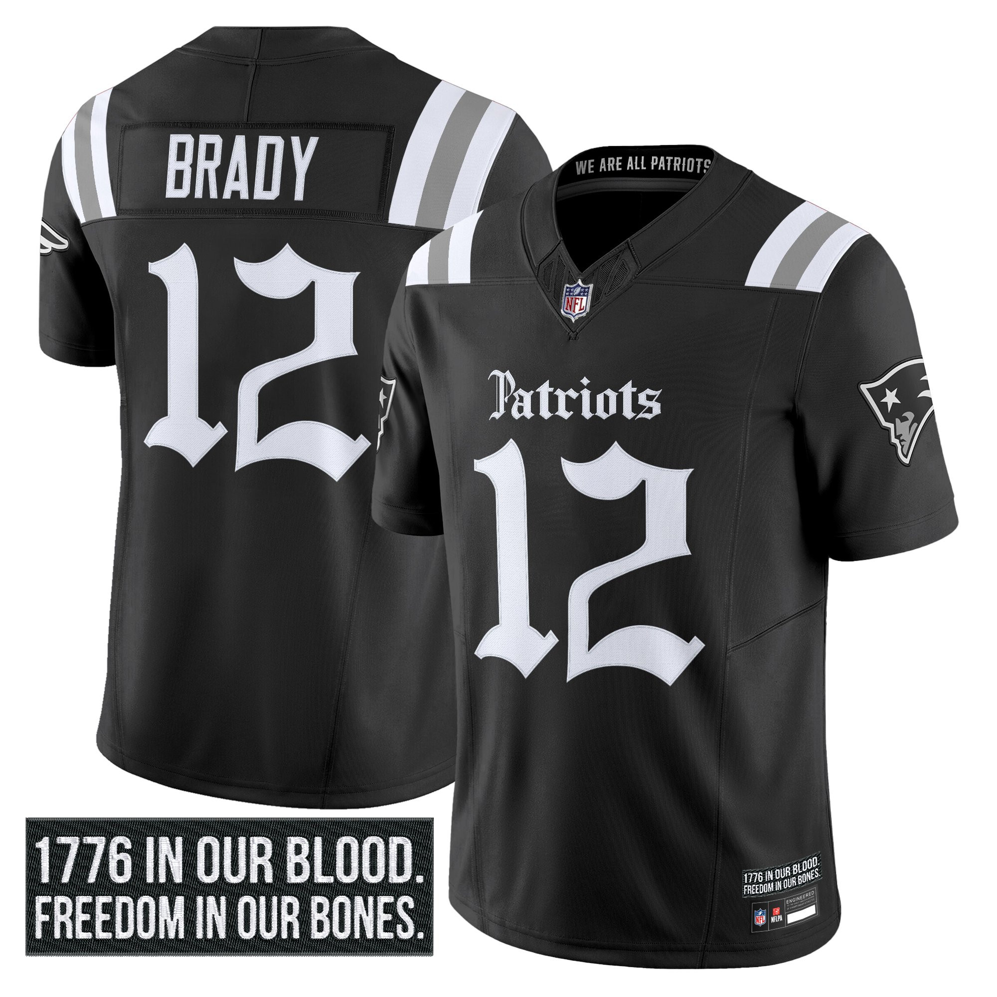 Tom Brady Men's New England Patriots Gothic Revolution Edition Vapor Limited Black Jersey - All Stitched