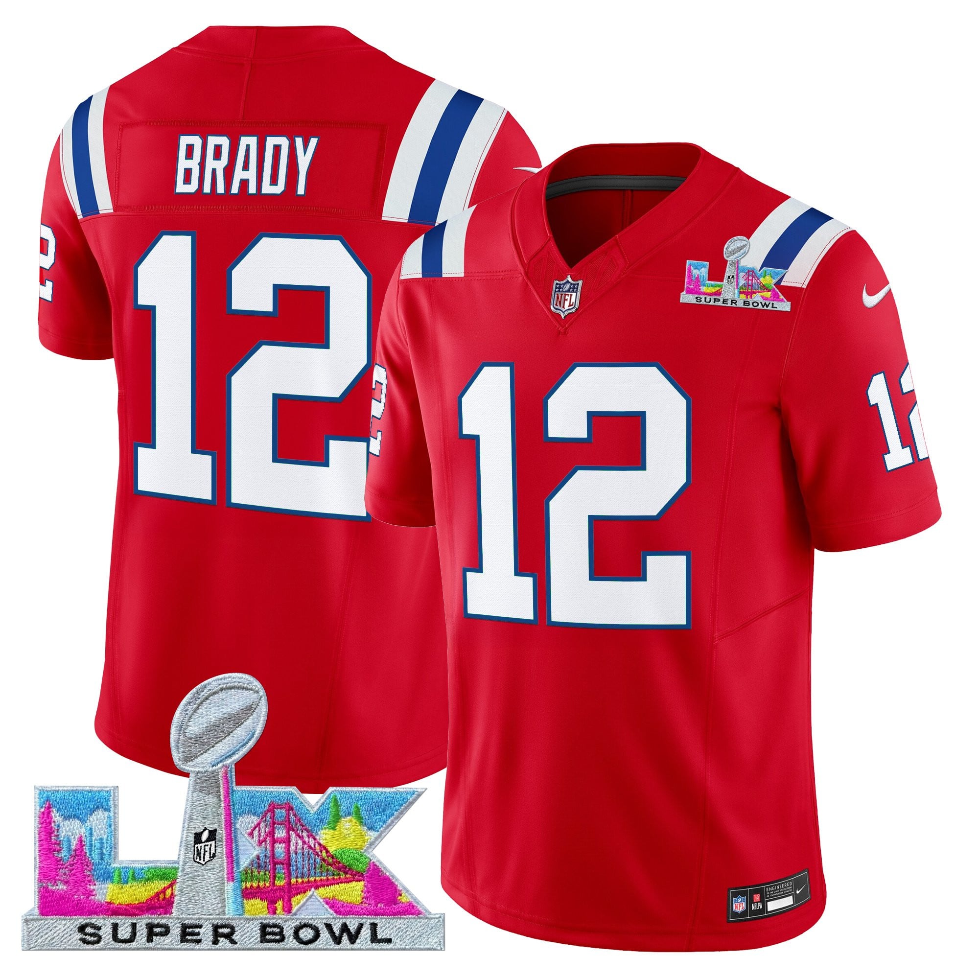 Tom Brady Men's New England Patriots Super Bowl LX Vapor Limited Red Jersey - All Stitched