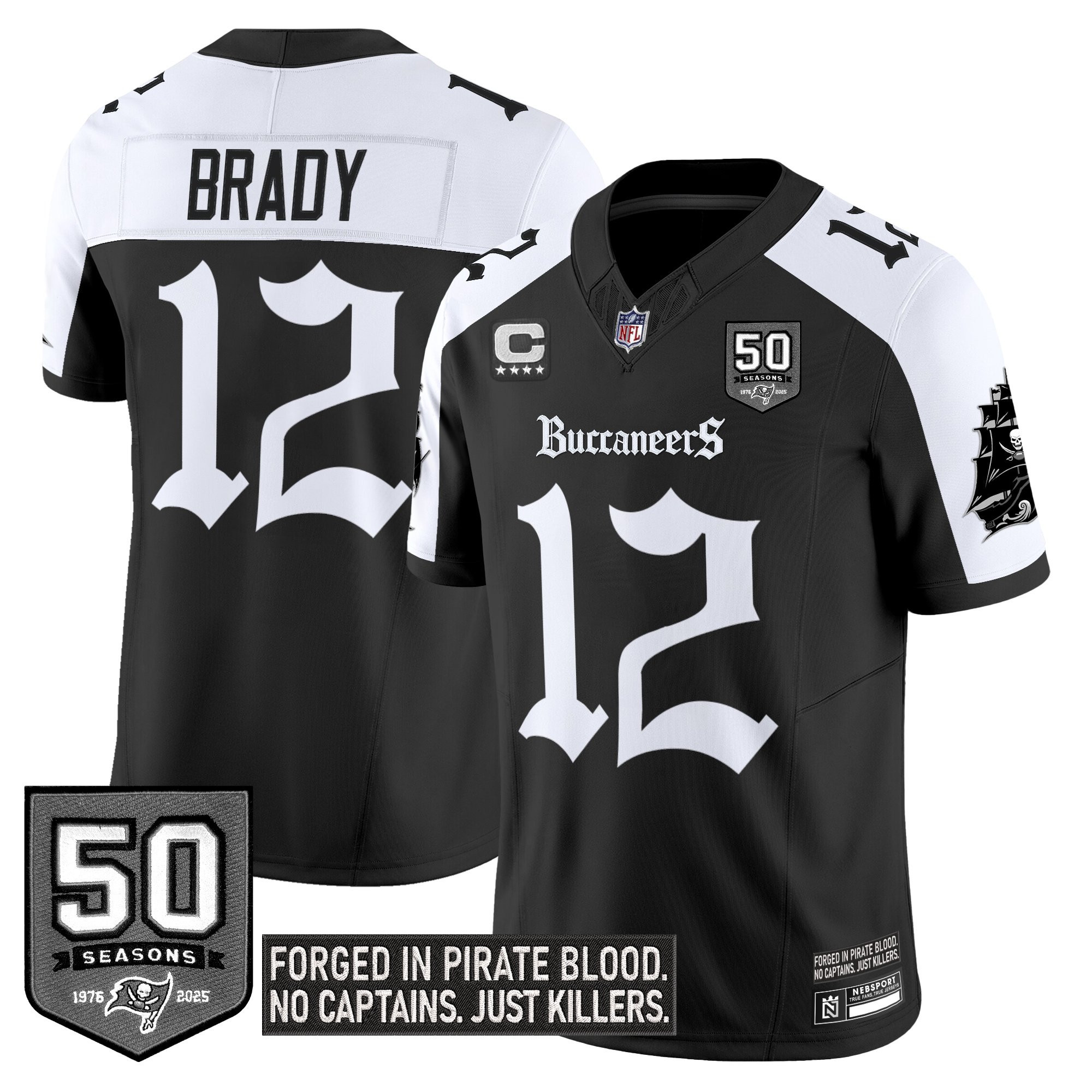 Tom Brady Men's Tampa Bay Buccaneers Gothic Pirate Shadows Edition Limited Alternate Jersey - All Stitched
