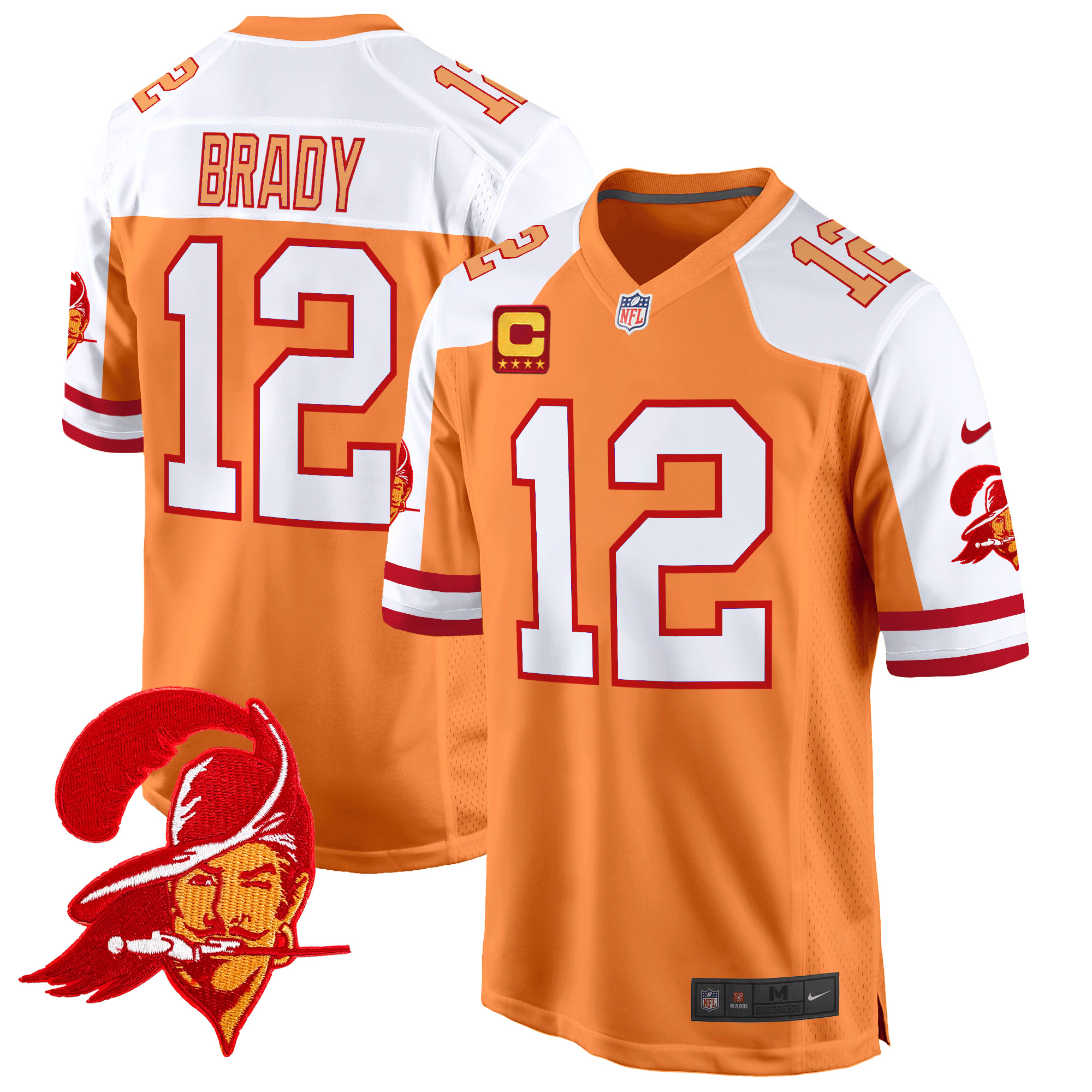 Tom Brady Men's Tampa Bay Buccaneers Throwback Game Creamsicle Alternate Jersey - All Stitched