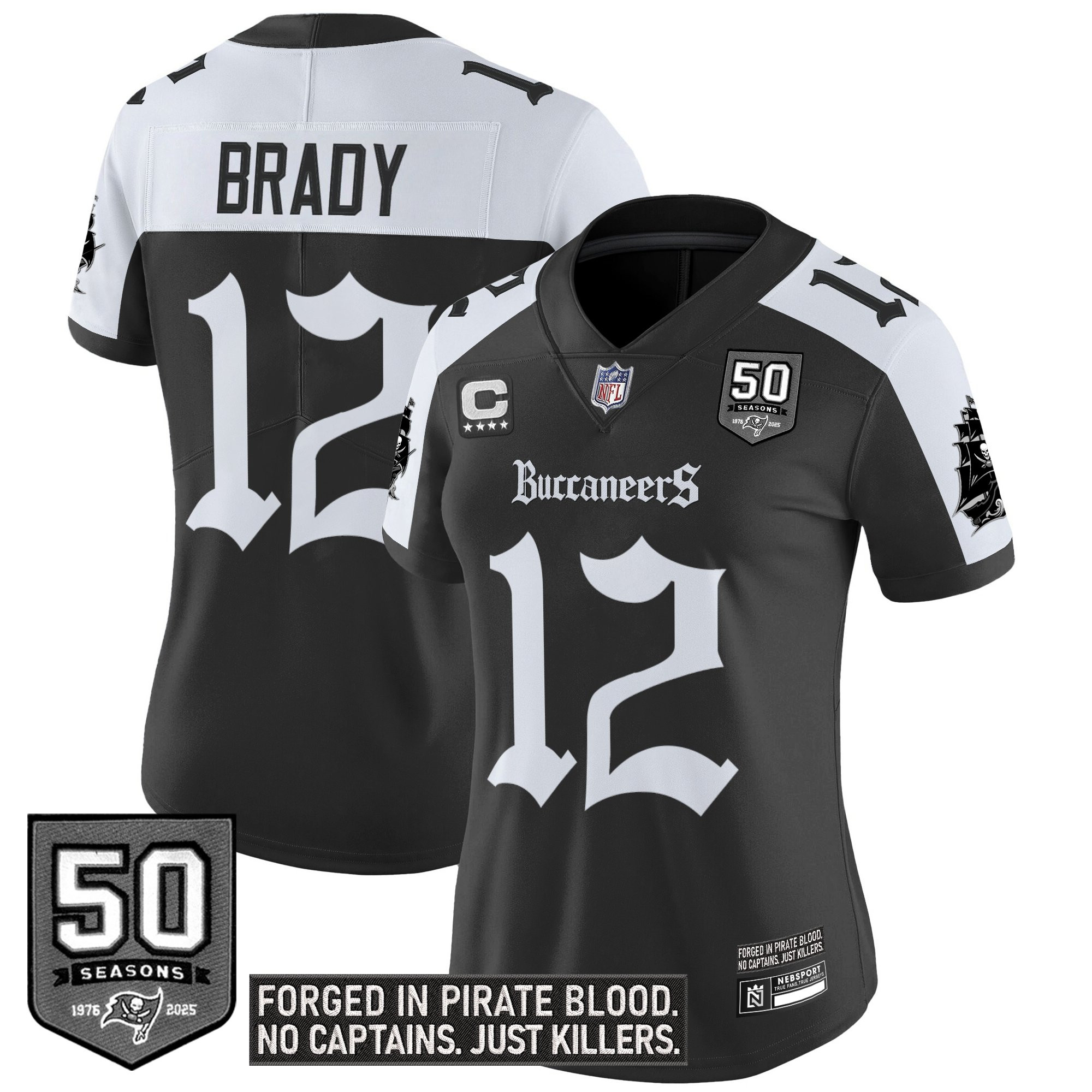 Tom Brady Women's Tampa Bay Buccaneers Gothic Pirate Shadows Edition Vapor Limited Alternate Jersey - All Stitched