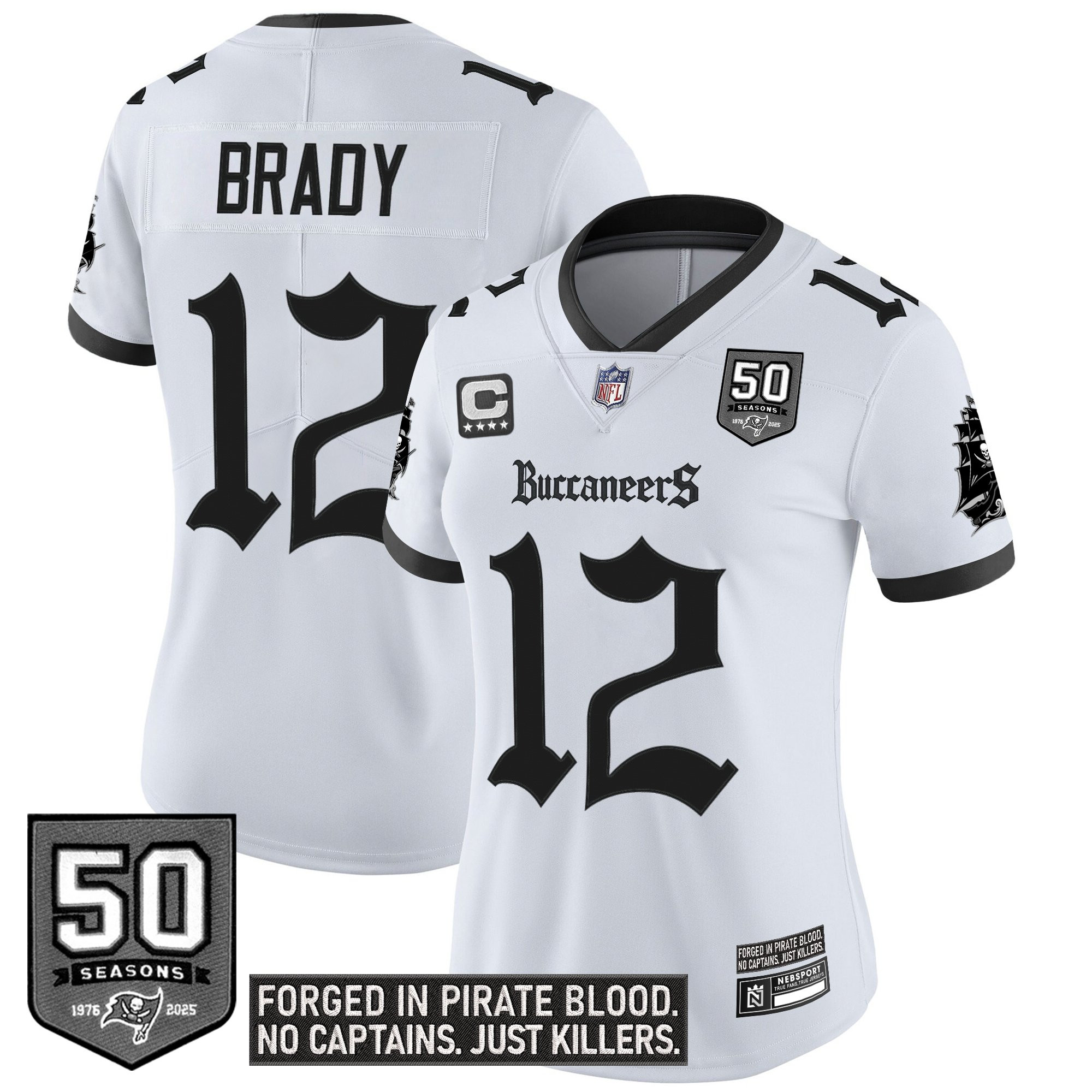 Tom Brady Women's Tampa Bay Buccaneers Gothic Pirate Shadows Edition Vapor Limited White Jersey - All Stitched