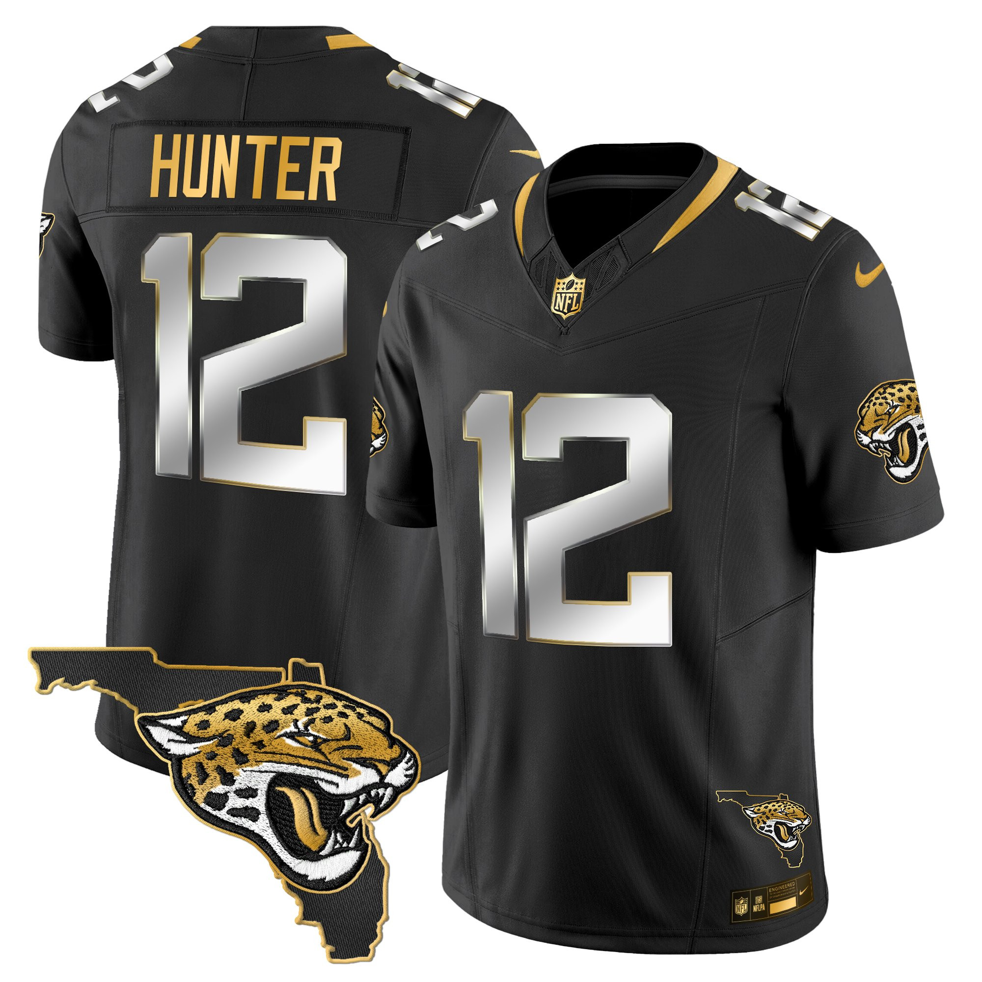Travis Hunter Men's Jacksonville Jaguars 2025 Gold Vapor Limited Black Limited Jersey - All Stitched