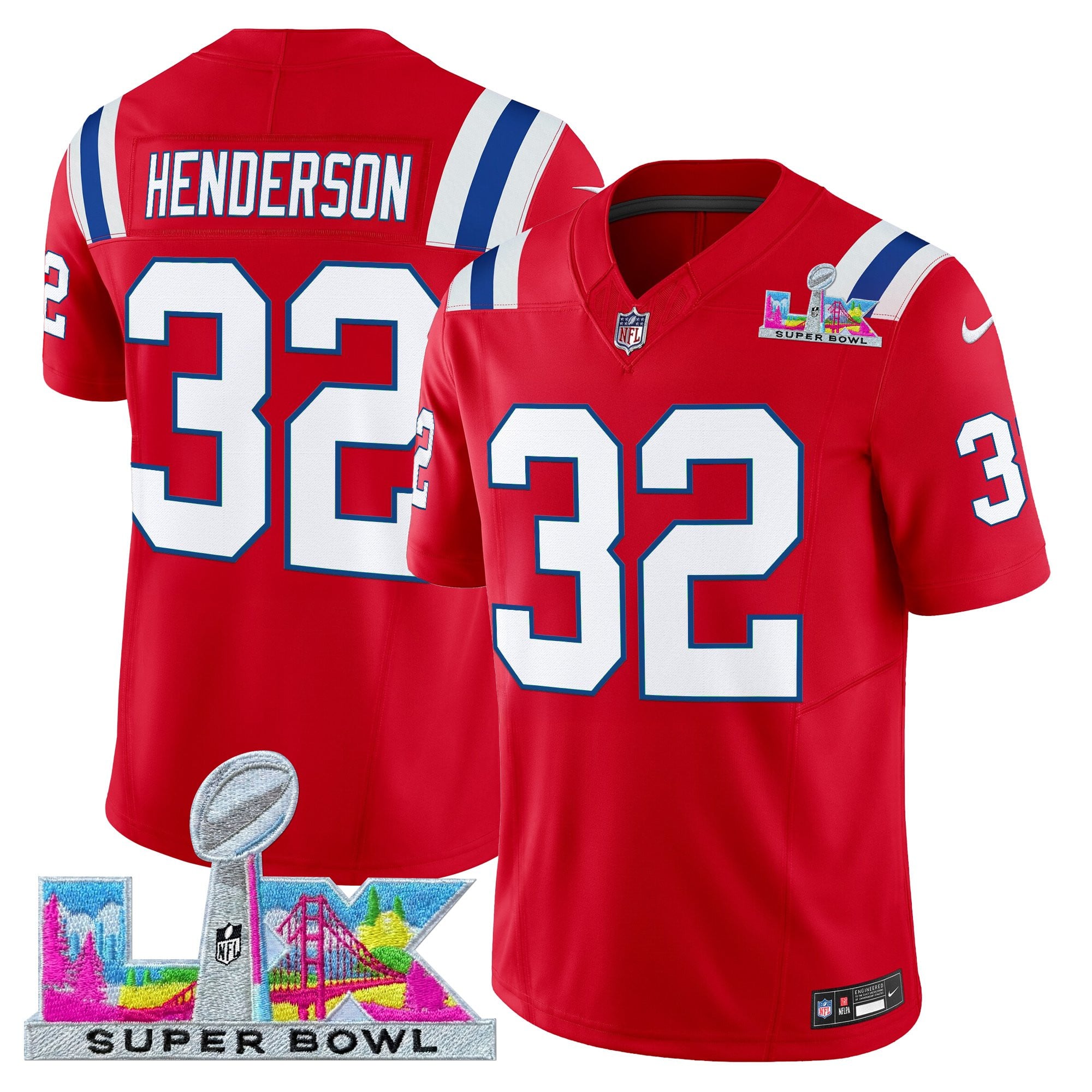 TreVeyon Henderson Men's New England Patriots Super Bowl LX Vapor Limited Red Jersey - All Stitched
