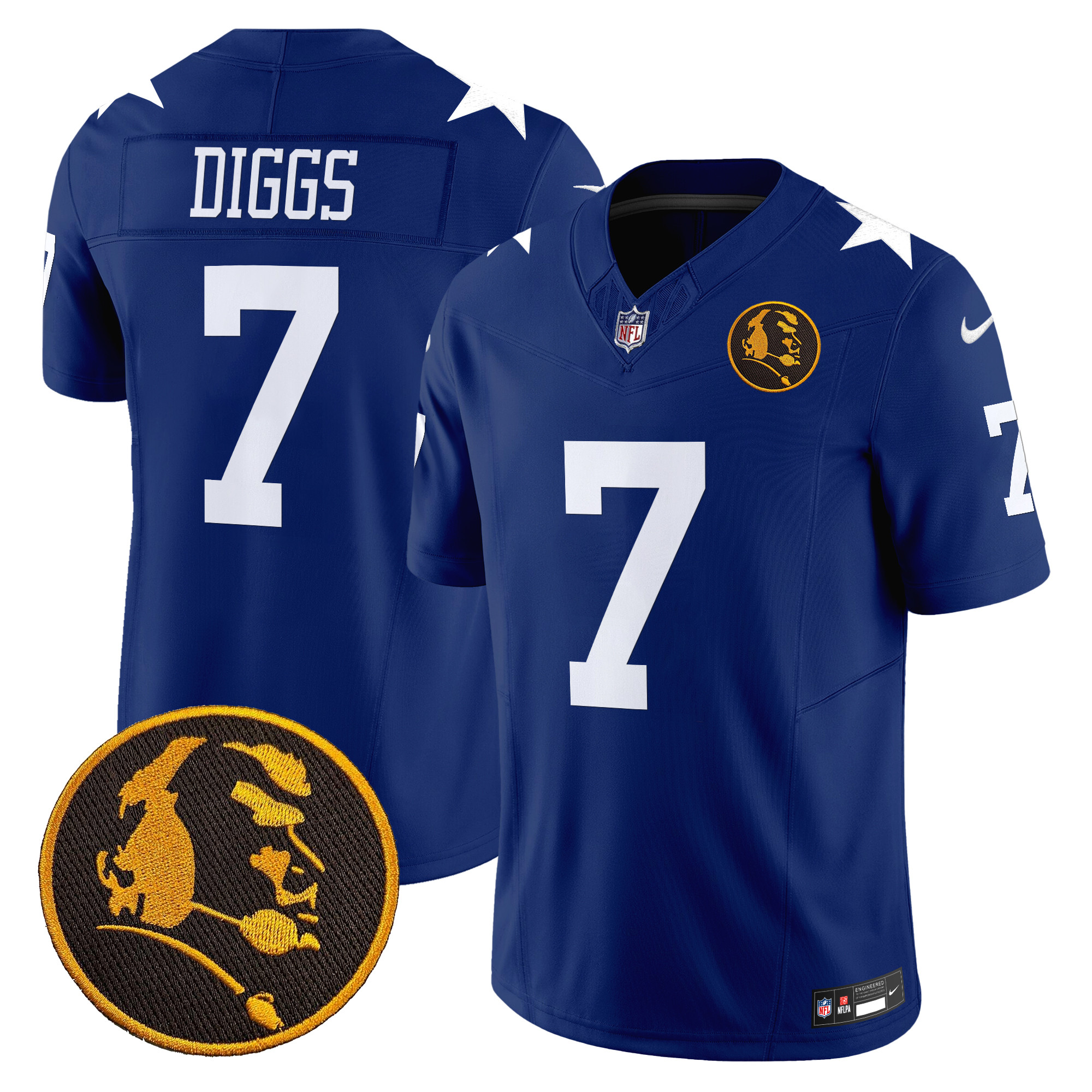 Trevon Diggs Men's Dallas Cowboys Texas & John Madden Patch Vapor Limited Royal Jersey V2 - All Stitched
