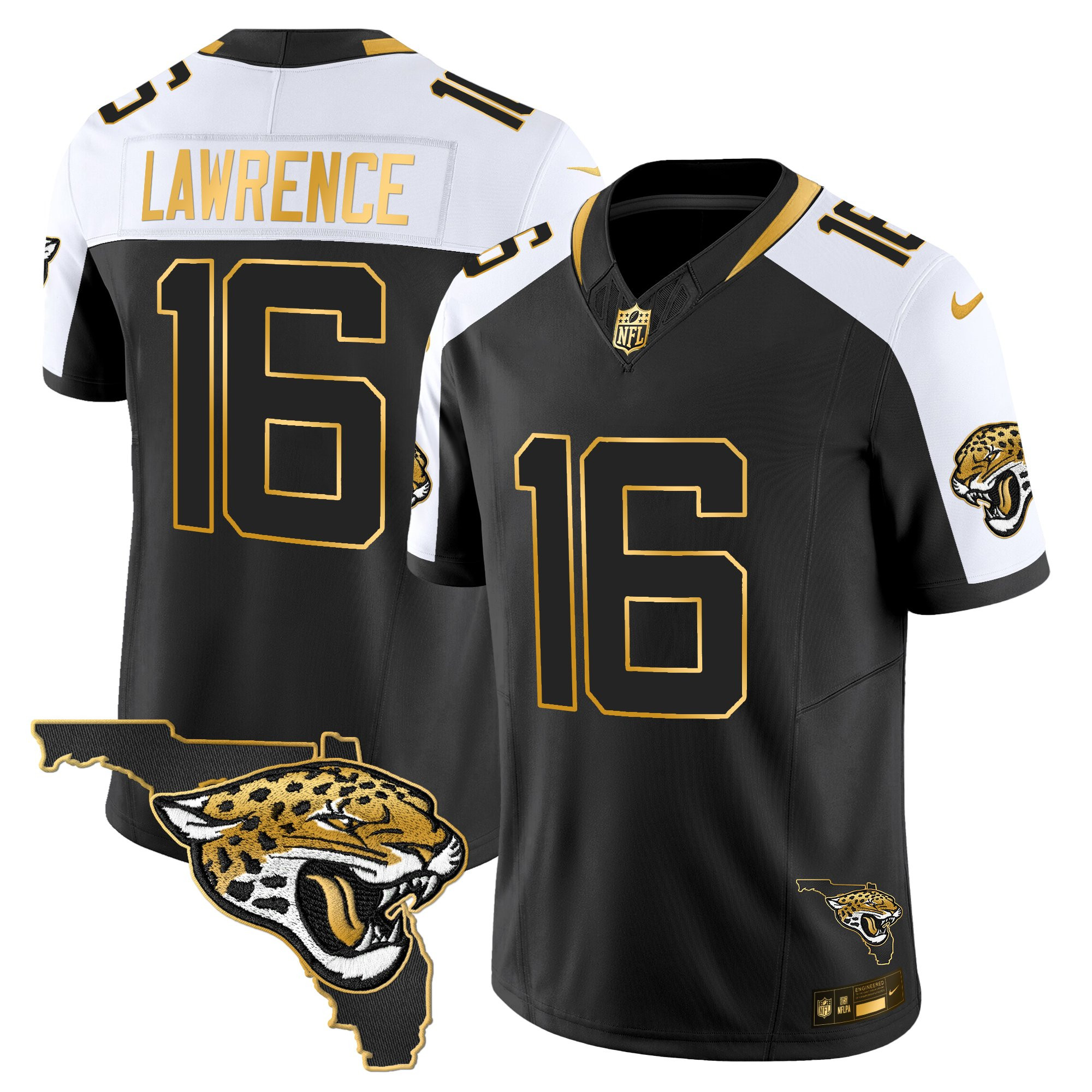 Trevor Lawrence Men's Jacksonville Jaguars 2025 Gold Vapor Limited Black Alternate Jersey - All Stitched