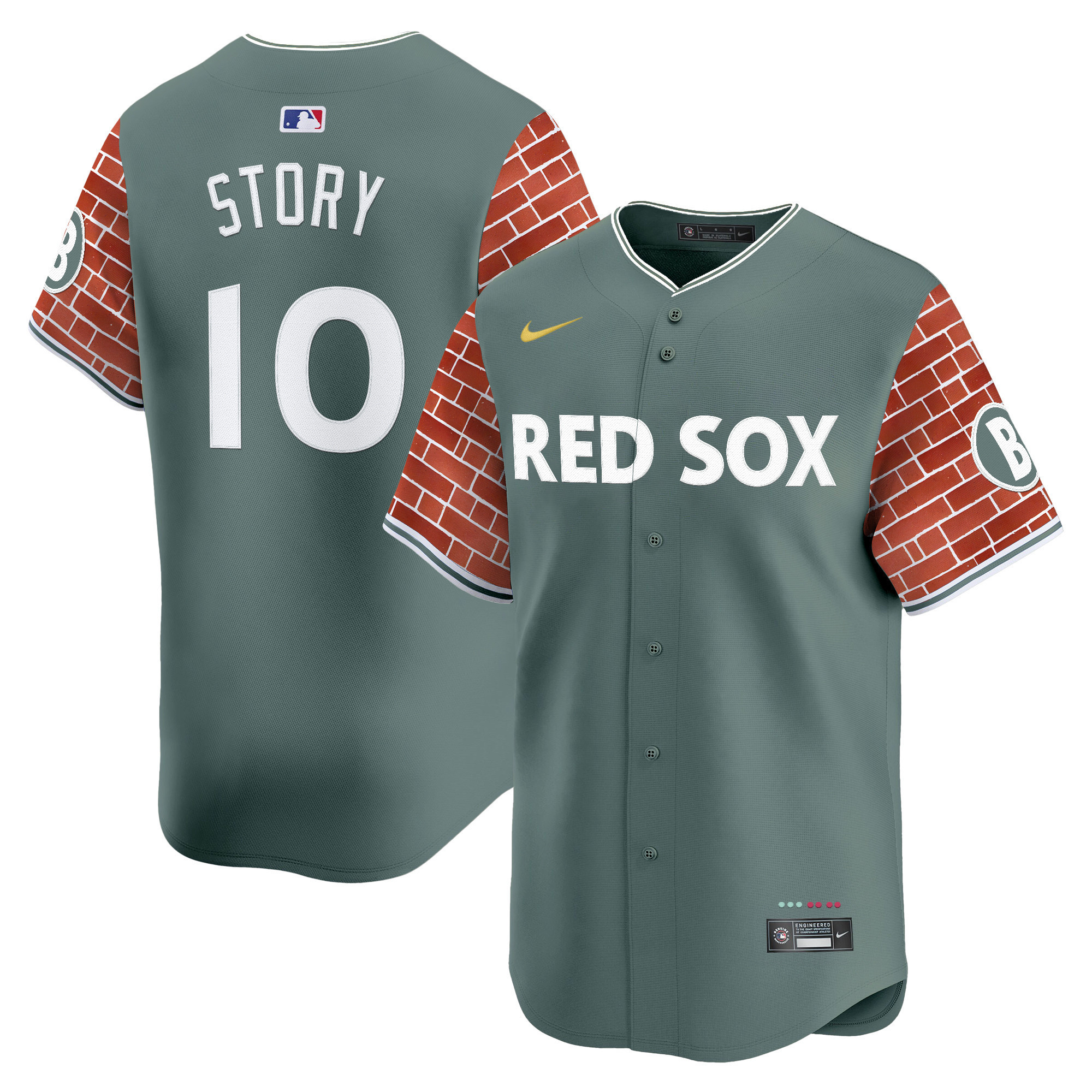 Trevor Story Men's Boston Red Sox 2025 Fenway Red Brick Style Vapor Premier Limited Green Jersey - Stitched