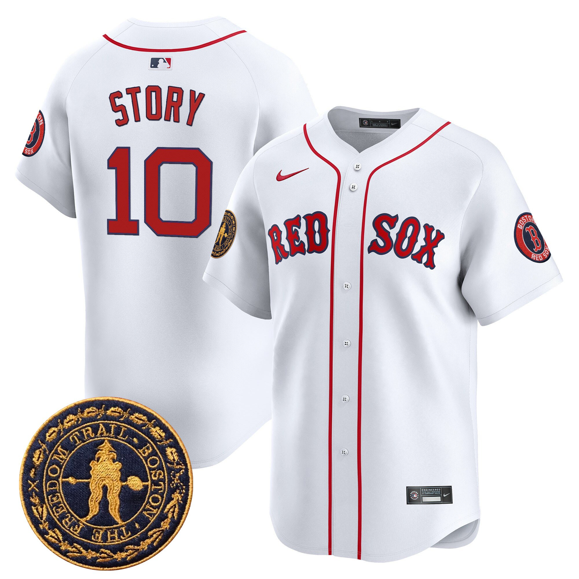 Trevor Story Men's Boston Red Sox Freedom Trail Patch Vapor Premier Limited White Jersey - All Stitched
