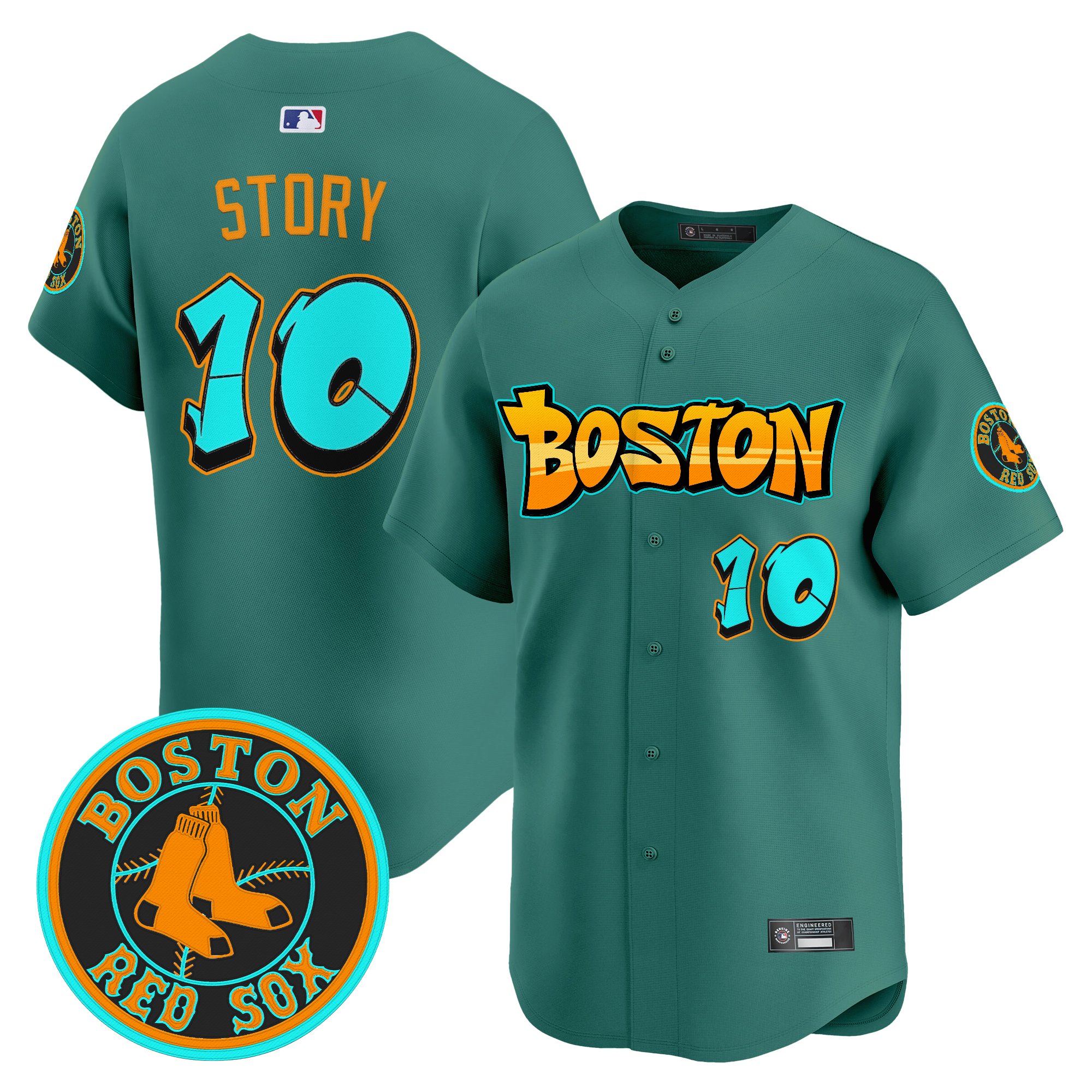 Trevor Story Men's Boston Red Sox 'Graffiti Streetstyle Edition Vapor Premier Limited Green Monster Jersey - All Stitched