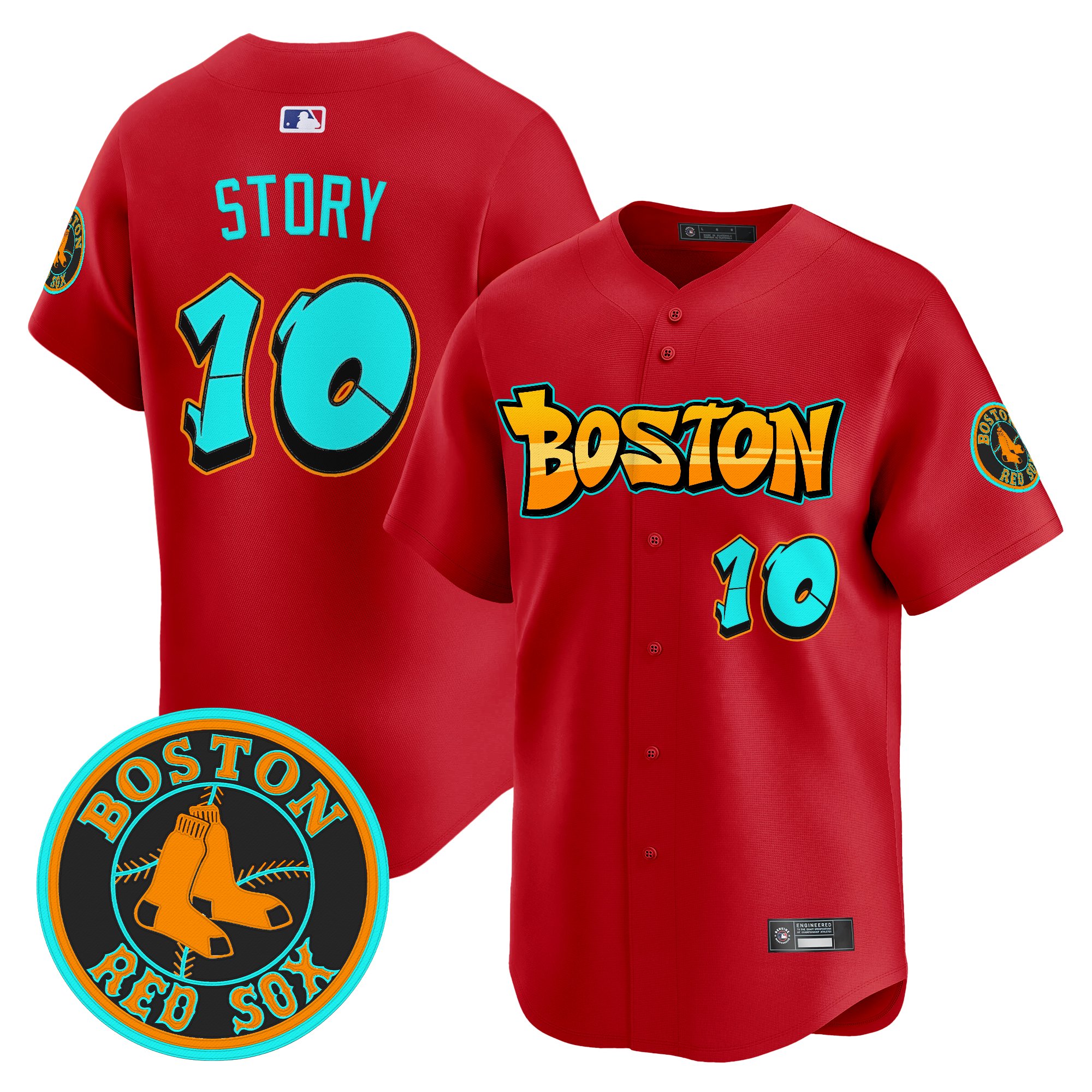 Trevor Story Men's Boston Red Sox 'Graffiti Streetstyle Edition Vapor Premier Limited Red Jersey - All Stitched