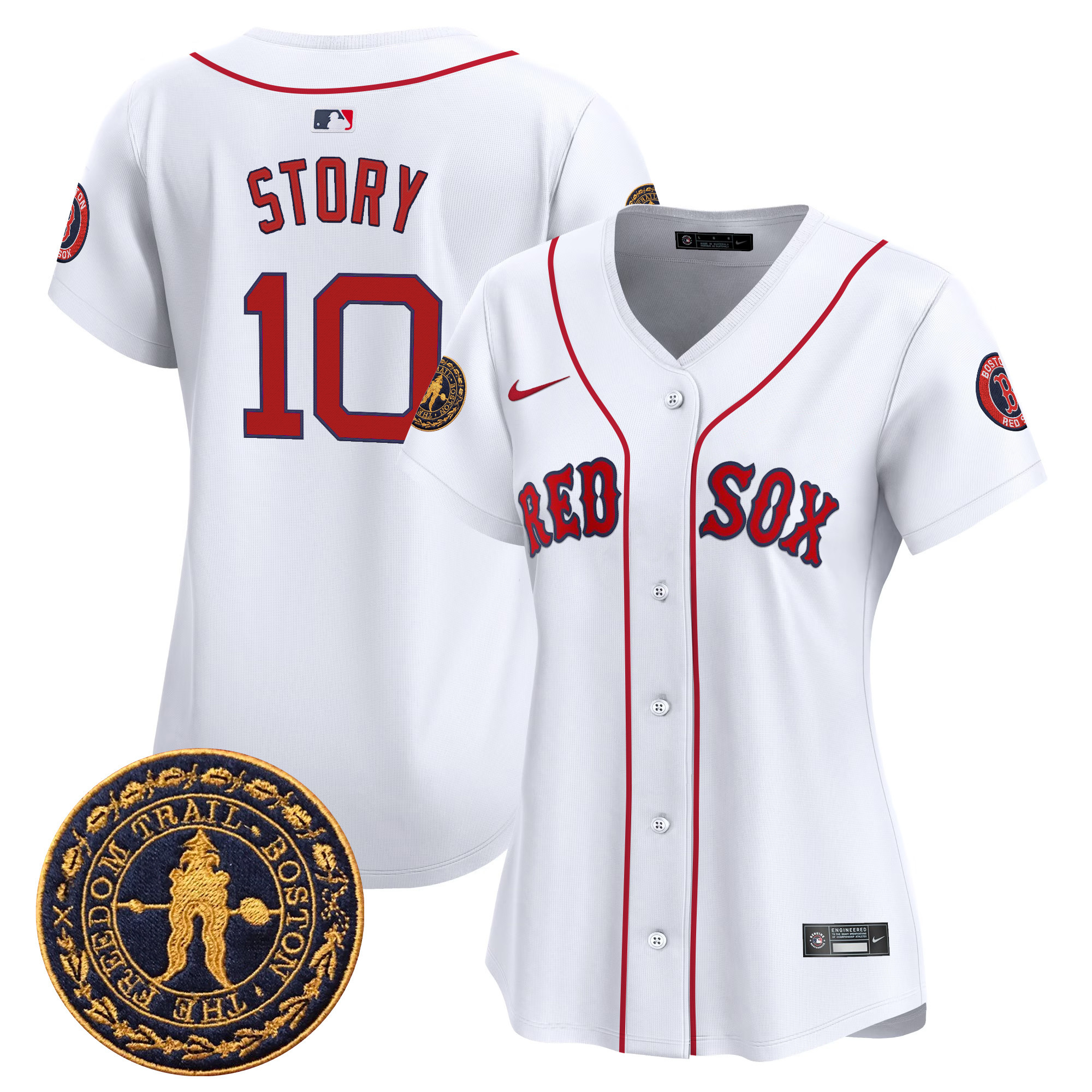 Trevor Story Women's Boston Red Sox Freedom Trail Patch Vapor Premier Limited White Jersey - All Stitched