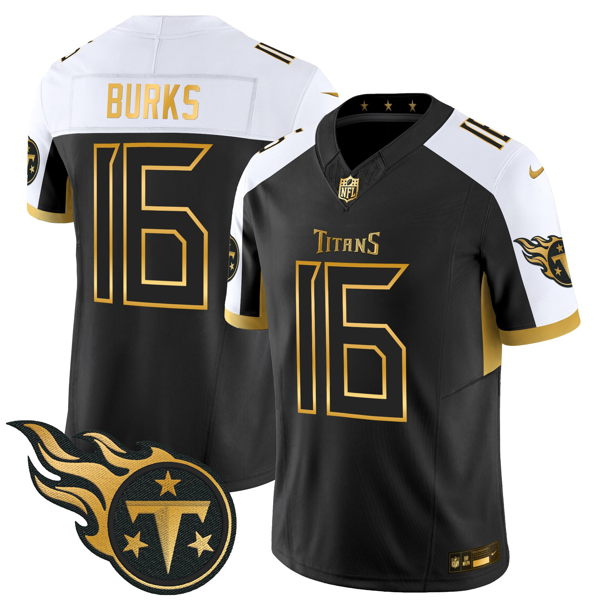 Treylon Burks Men's Tennessee Titans 2025 Gold Vapor Limited Alternate Jersey - All Stitched