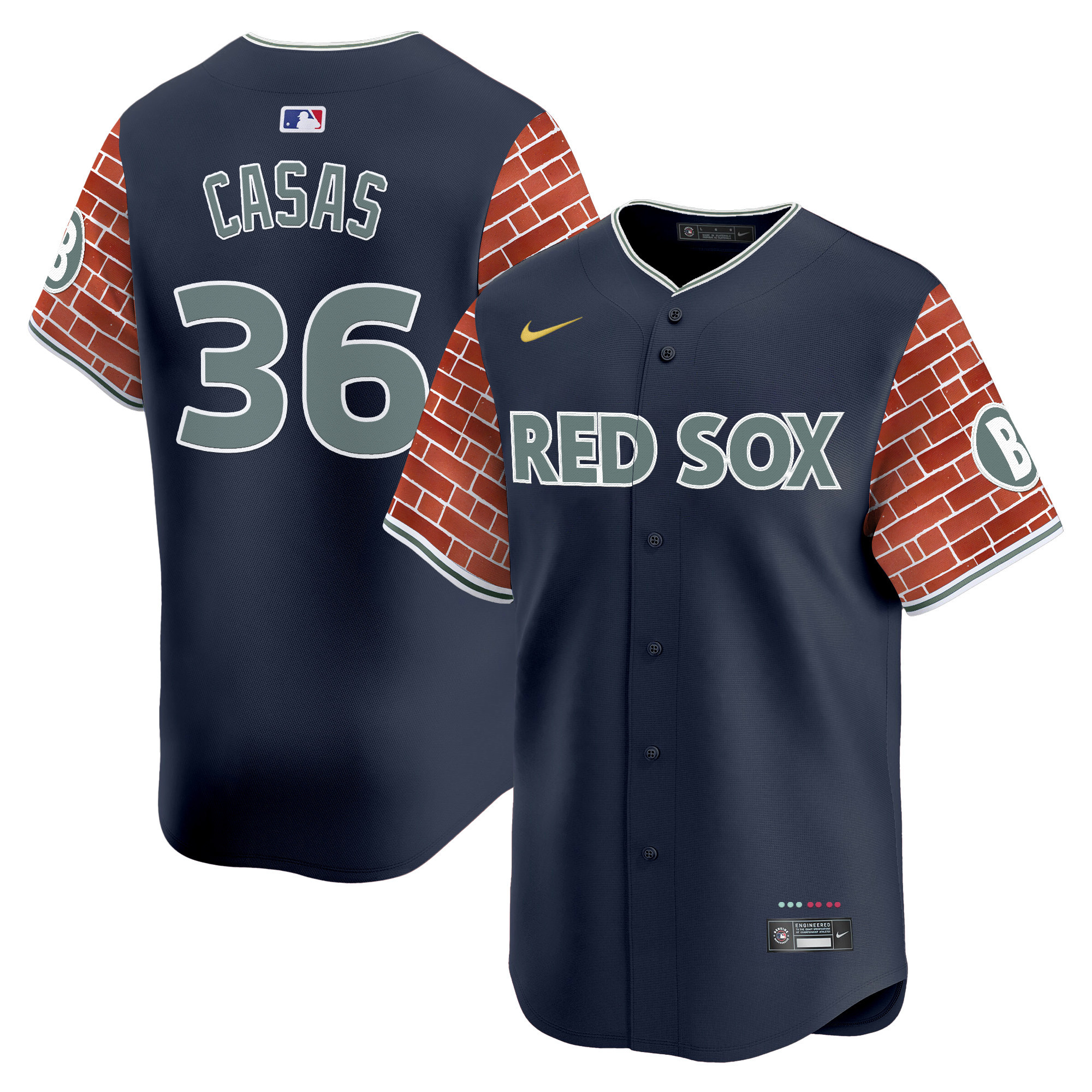 Triston Casas Men's Boston Red Sox 2025 Fenway Red Brick Style Vapor Premier Limited Navy Jersey - Stitched