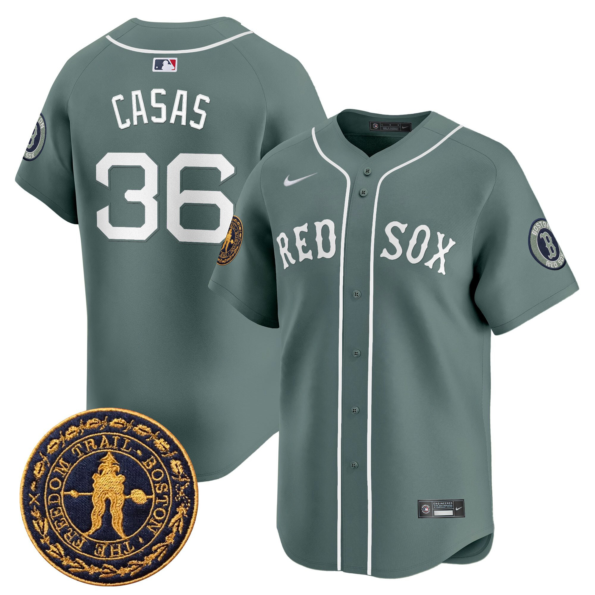 Triston Casas Men's Boston Red Sox Freedom Trail Patch Vapor Premier Limited Green Jersey - All Stitched