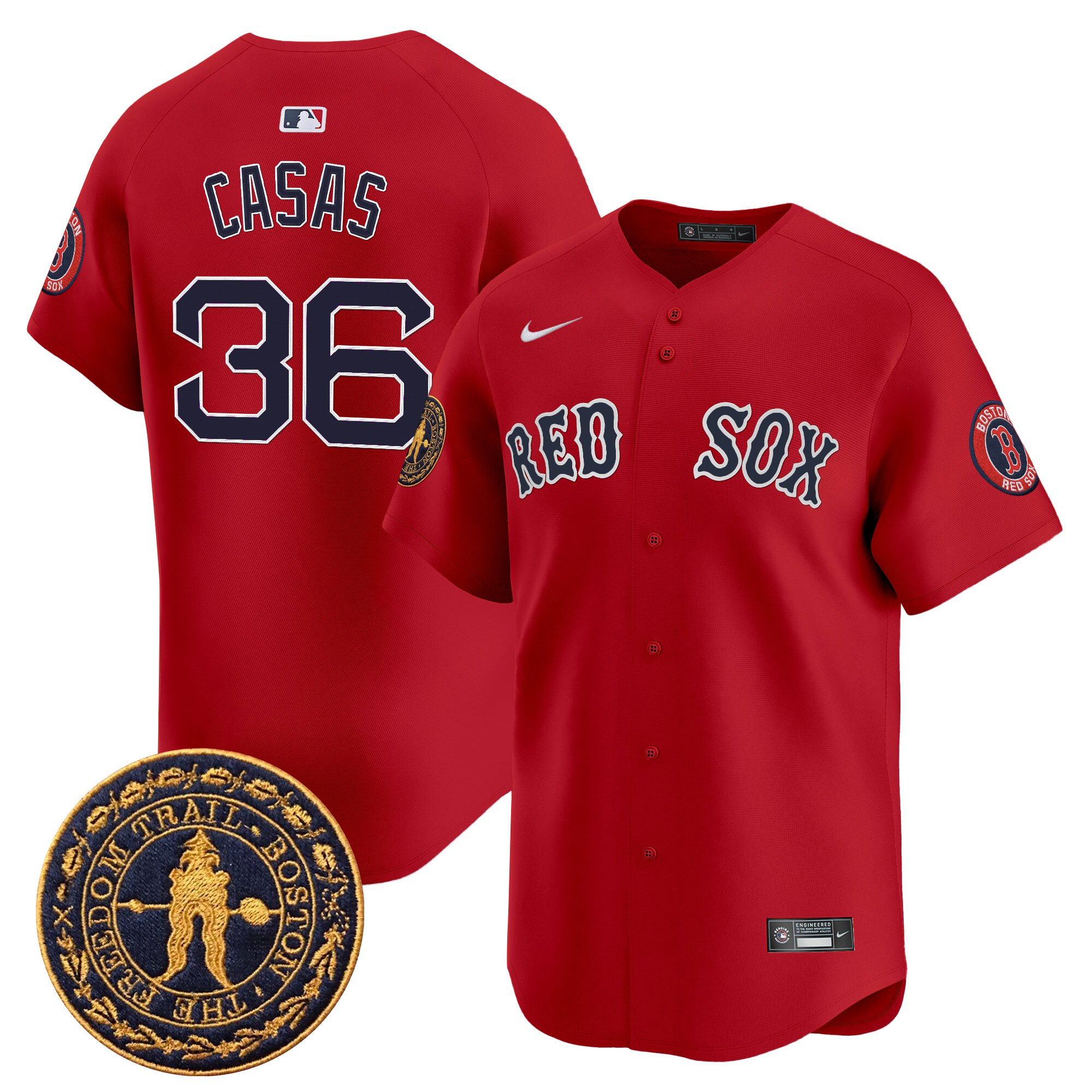 Triston Casas Men's Boston Red Sox Freedom Trail Patch Vapor Premier Limited Red Jersey - All Stitched