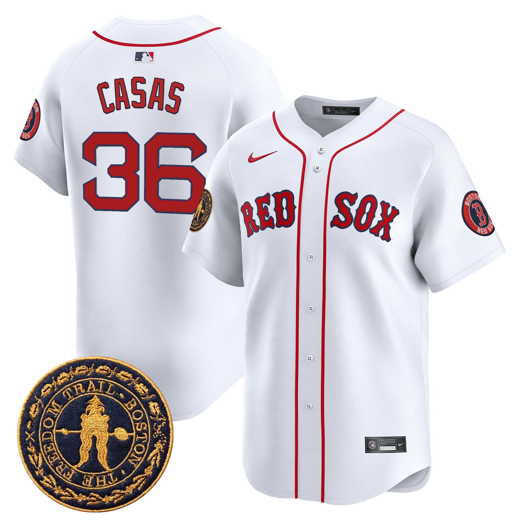 Triston Casas Men's Boston Red Sox Freedom Trail Patch Vapor Premier Limited White Jersey - All Stitched