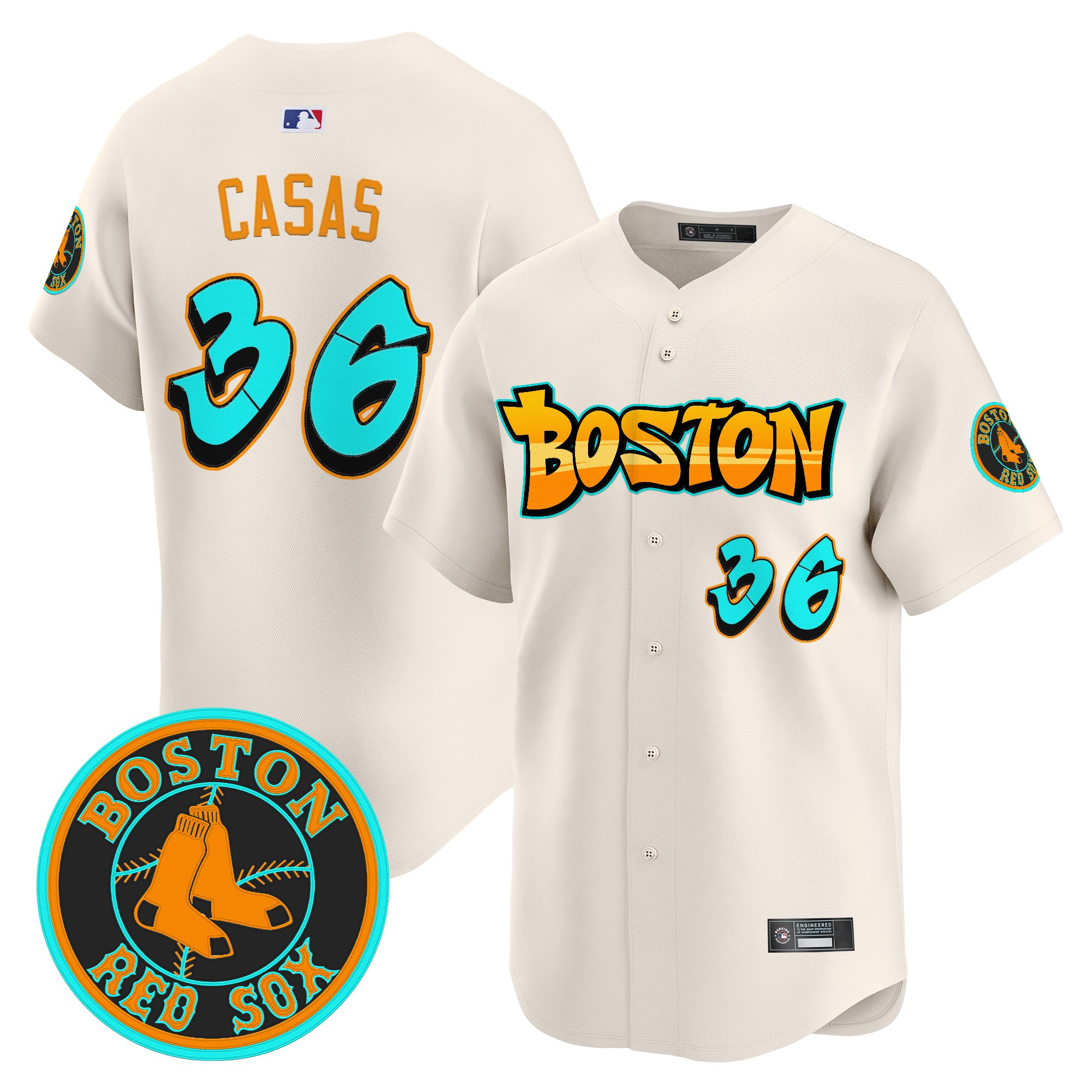 Triston Casas Men's Boston Red Sox 'Graffiti Streetstyle Edition Vapor Premier Limited Cream Jersey - All Stitched