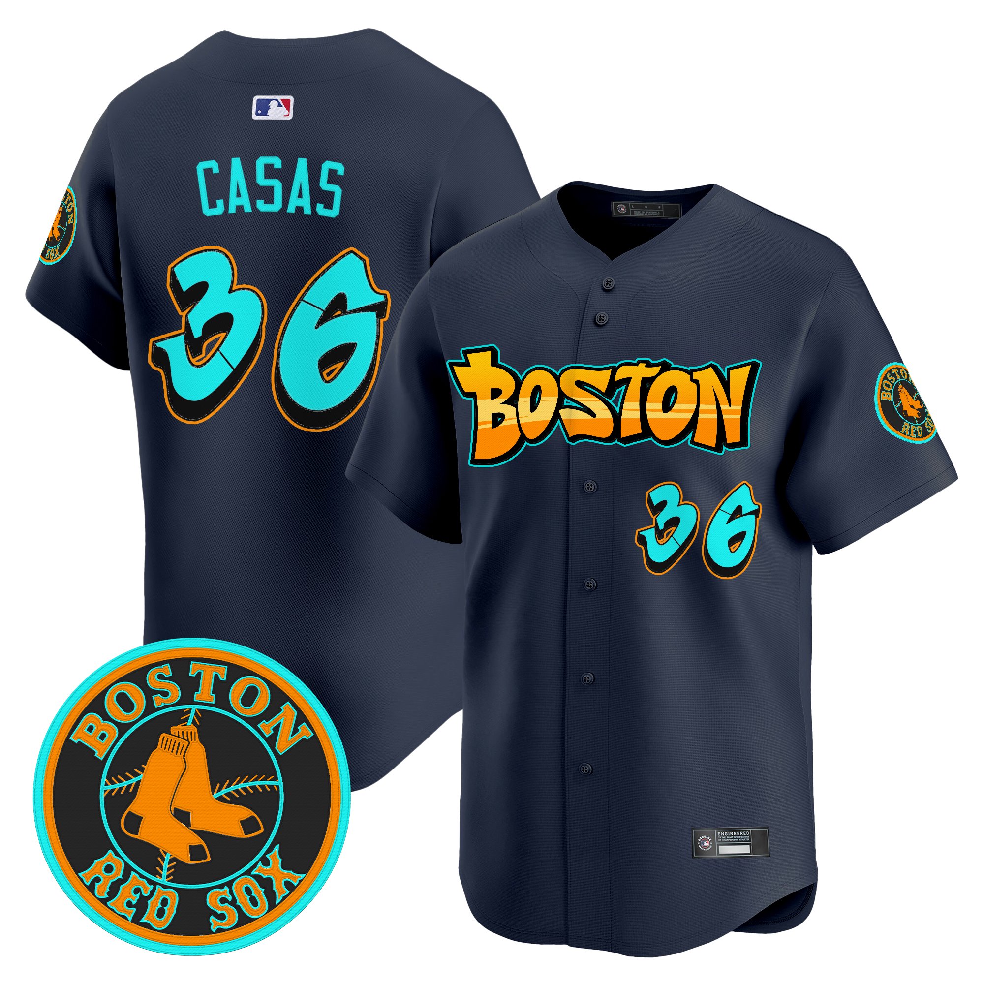 Triston Casas Men's Boston Red Sox 'Graffiti Streetstyle Edition Vapor Premier Limited Navy Jersey - All Stitched