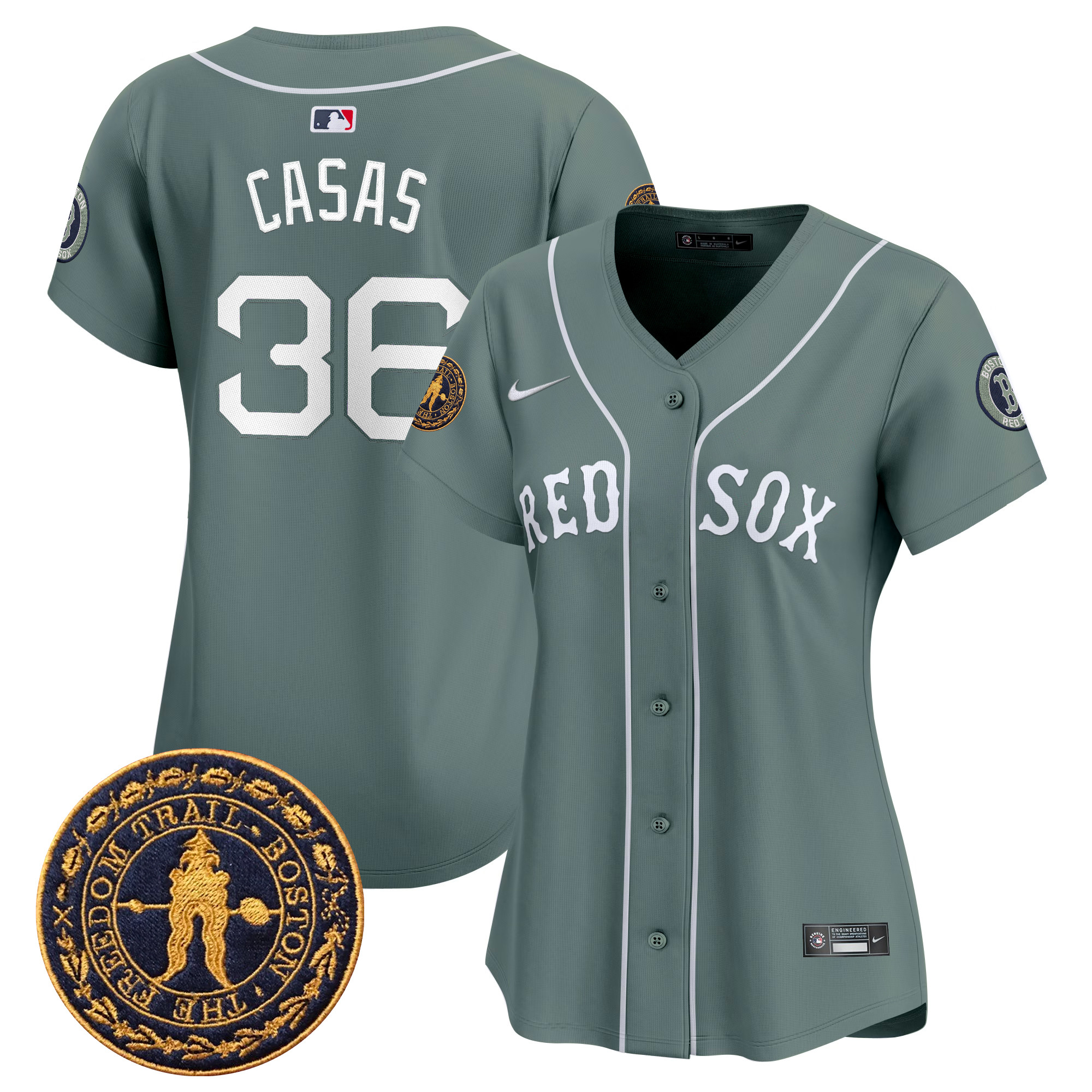 Triston Casas Women's Boston Red Sox Freedom Trail Patch Vapor Premier Limited Green Jersey - All Stitched